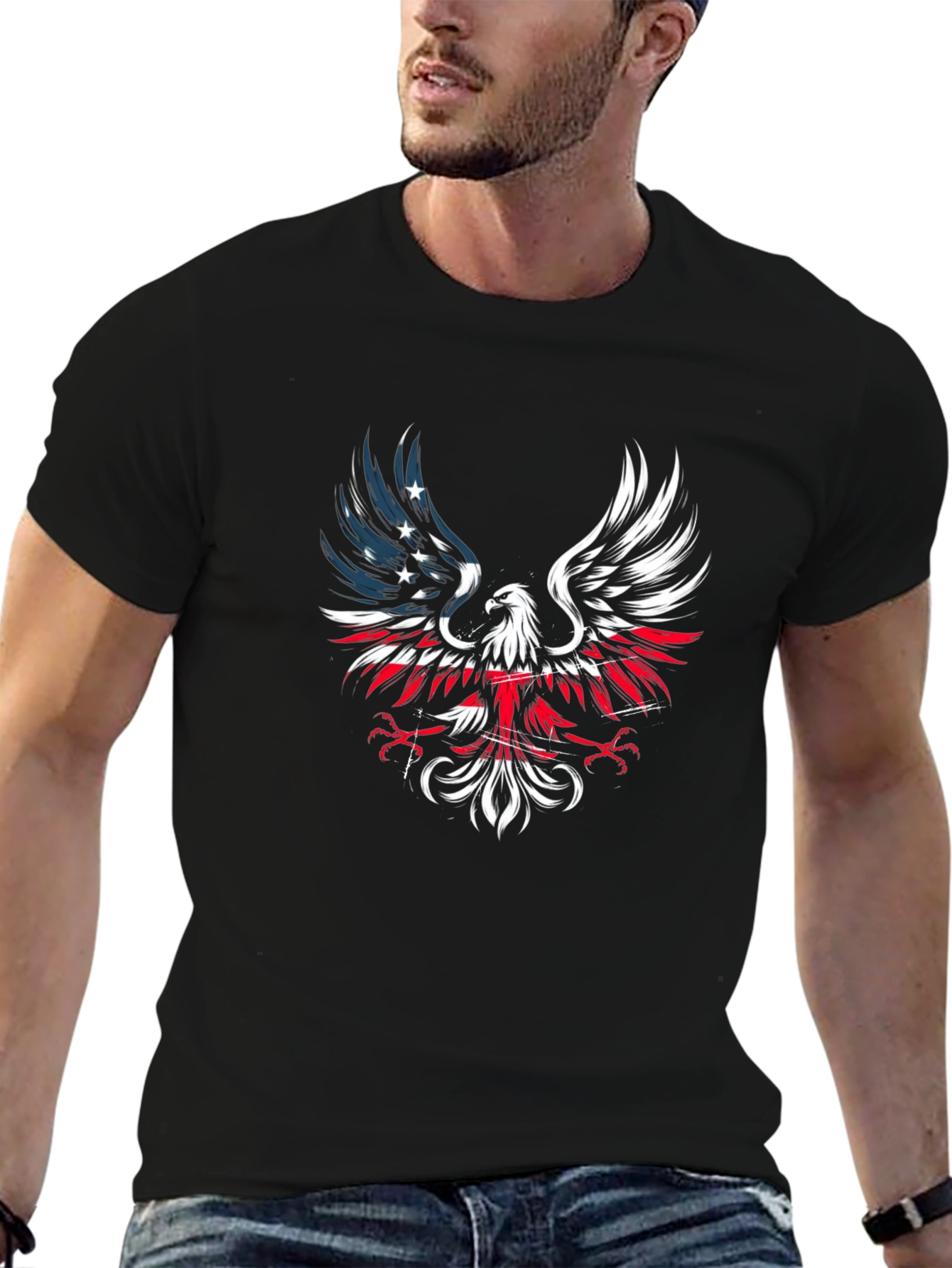 American Eagle Patriotic T-Shirt - Black