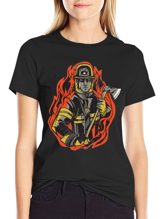 Firefighter Graphic Tee - Bold Black Cotton T-Shirt
