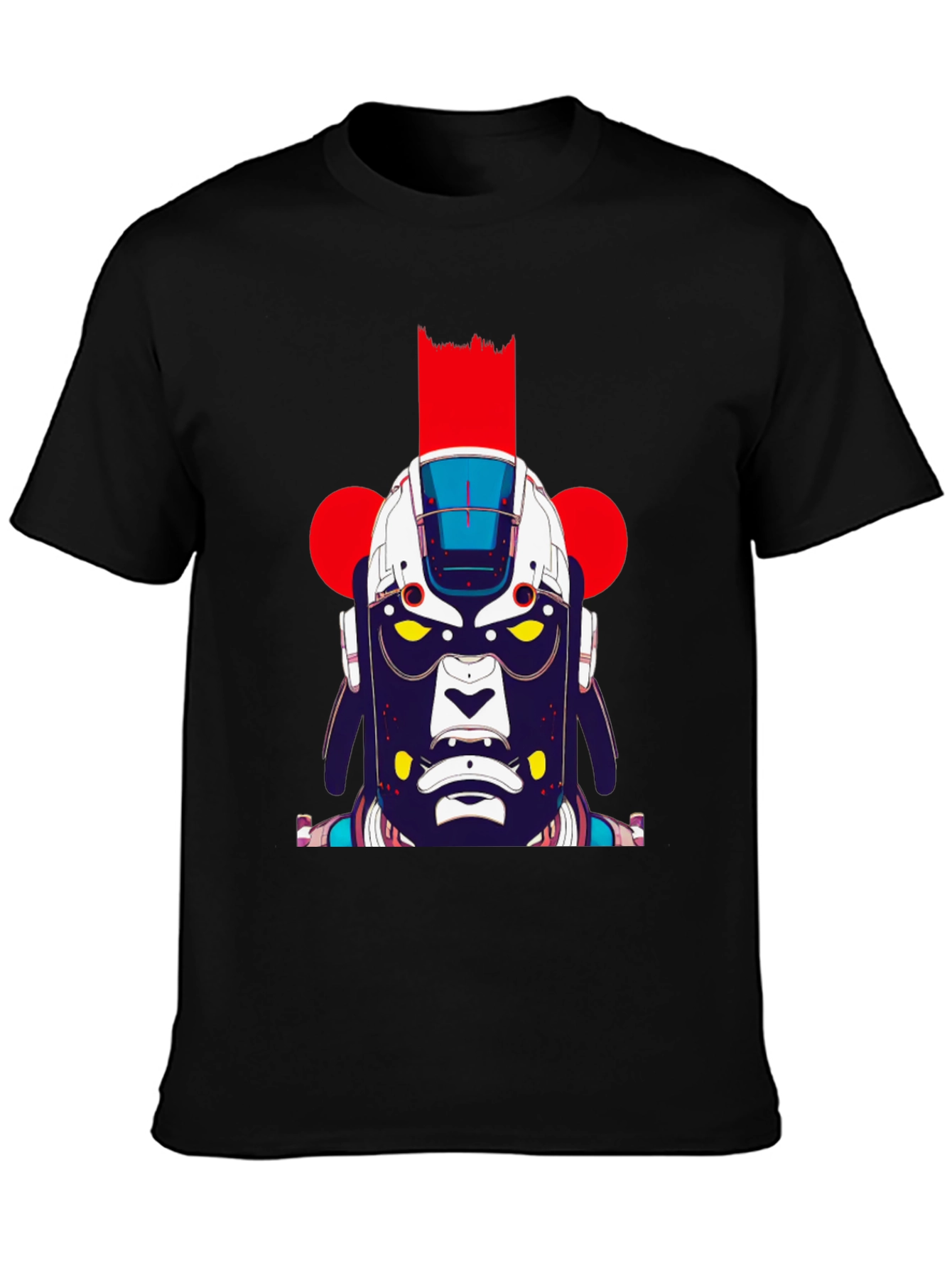 Abstract Robot Graphic Black T-Shirt