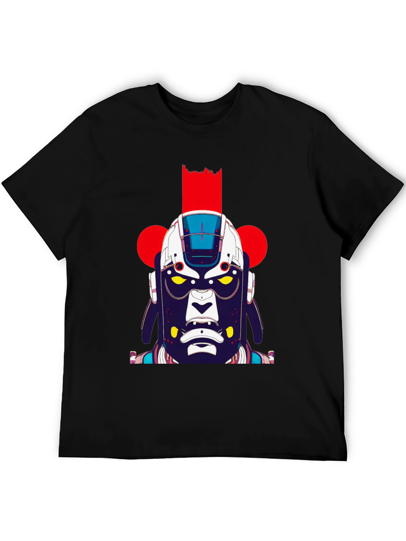 Abstract Robot Graphic Black T-Shirt