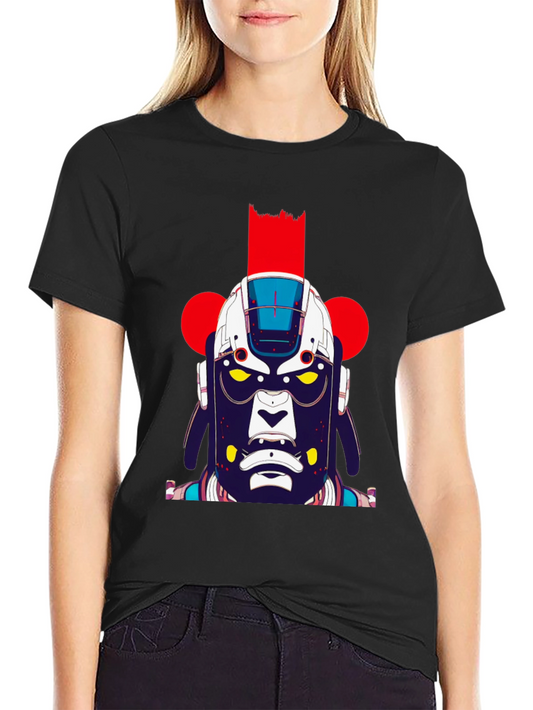 Abstract Robot Graphic Black T-Shirt