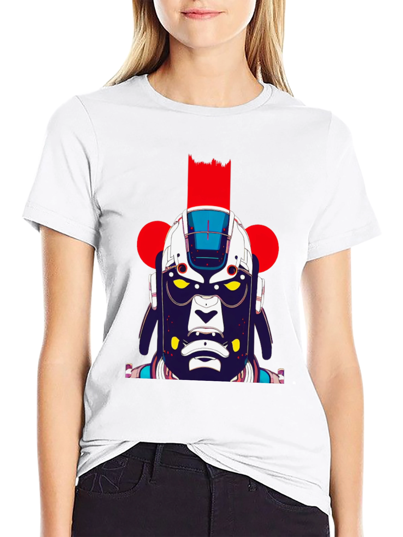 Abstract Robot Graphic Black T-Shirt
