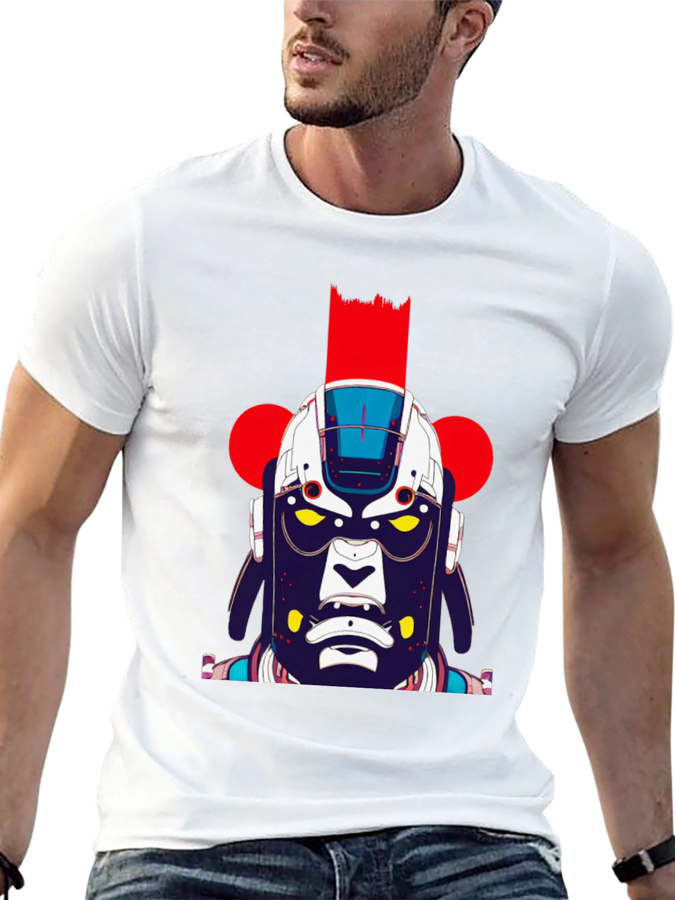 Abstract Robot Graphic Black T-Shirt