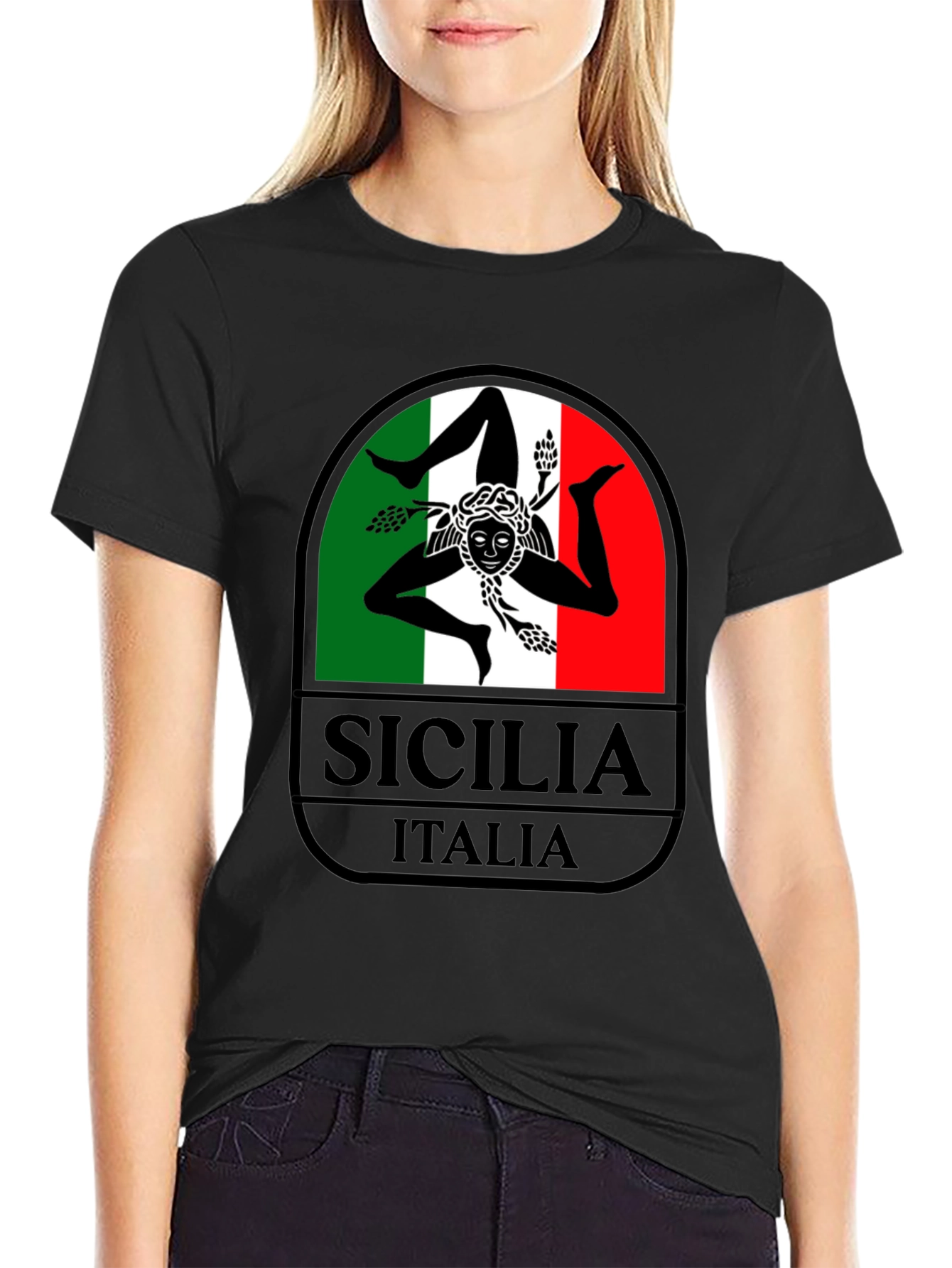 Sicilia Italia Graphic T-Shirt - Black Tee