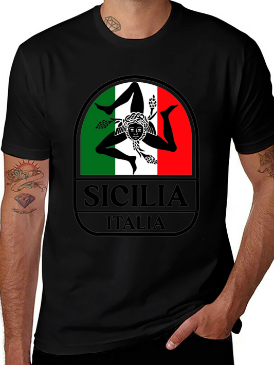 Sicilia Italia Graphic T-Shirt - Black Tee