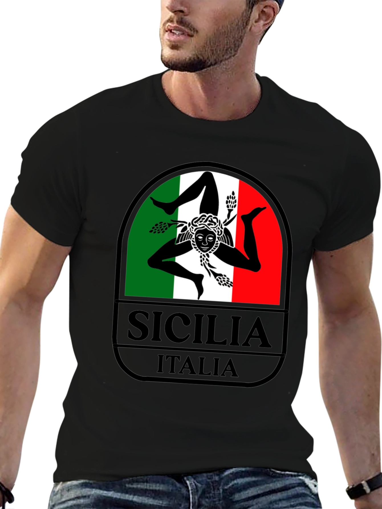 Sicilia Italia Graphic T-Shirt - Black Tee