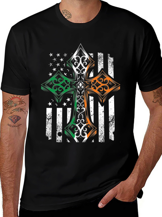 Irish American Flag Cross T-Shirt