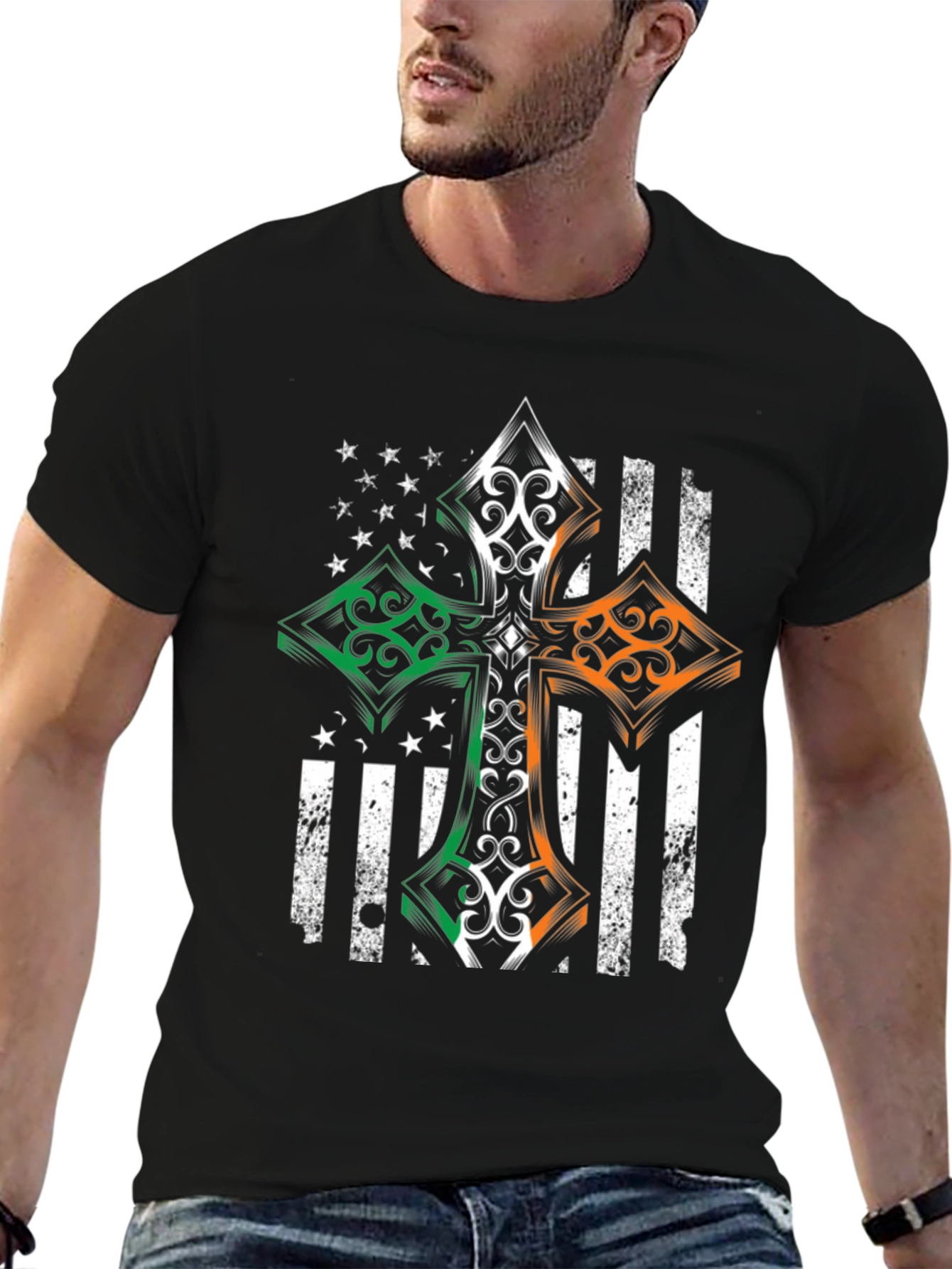 Irish American Flag Cross T-Shirt