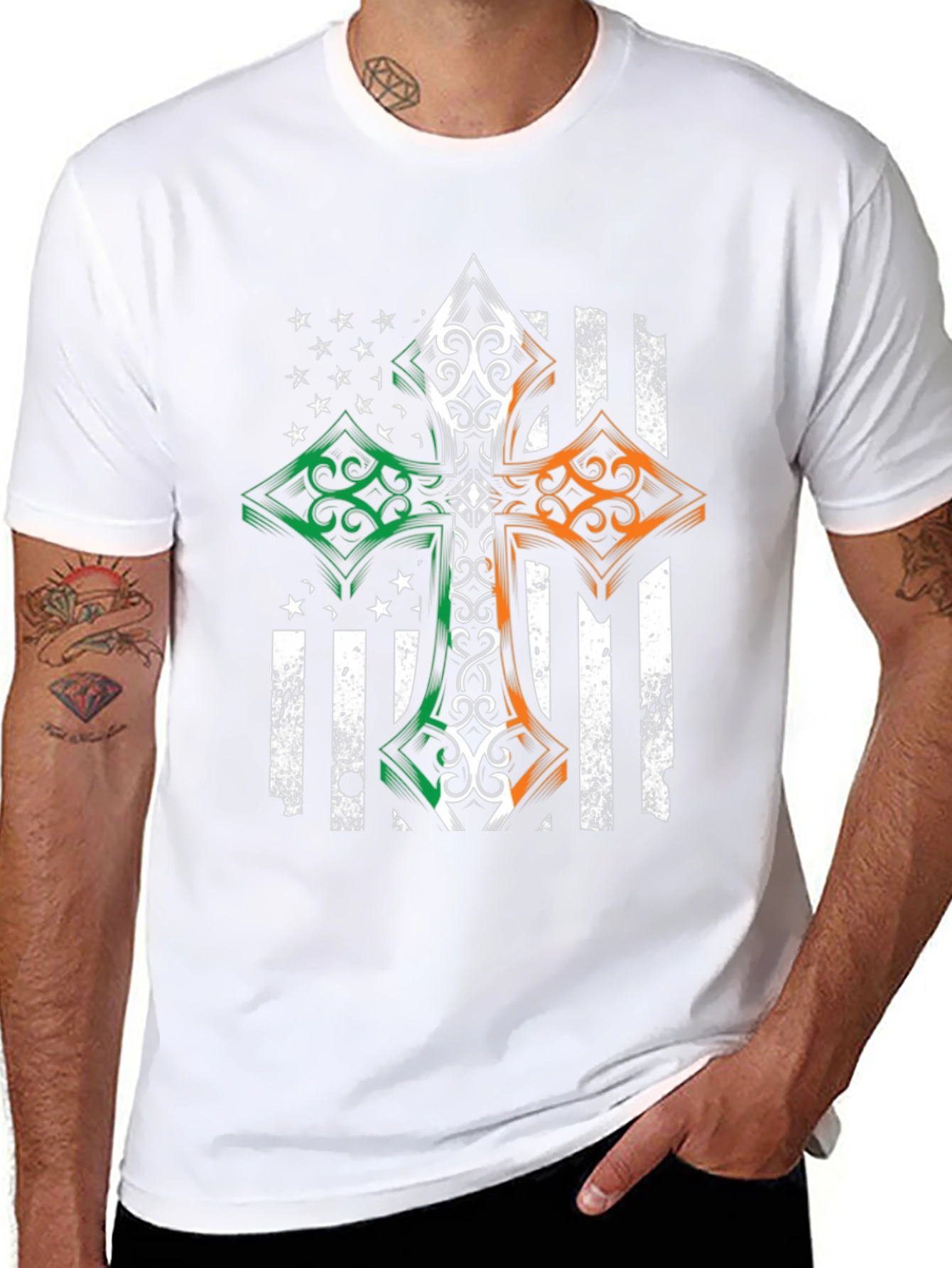 Irish American Flag Cross T-Shirt
