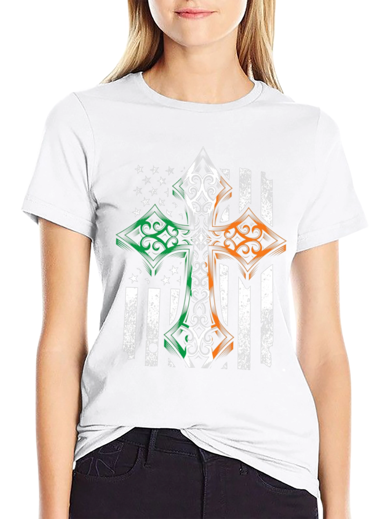 Irish American Flag Cross T-Shirt