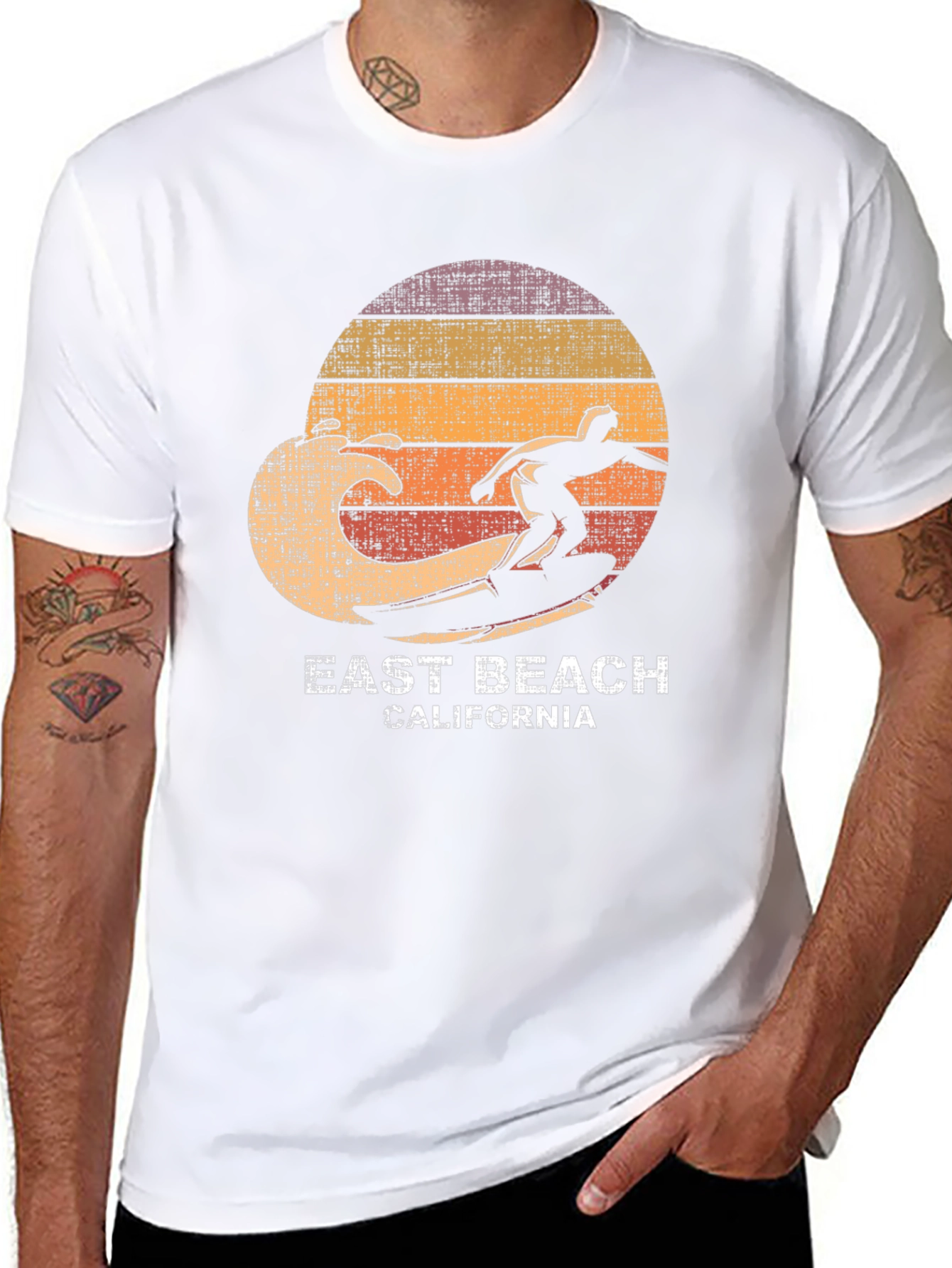 East Beach California Surfer Graphic T-Shirt