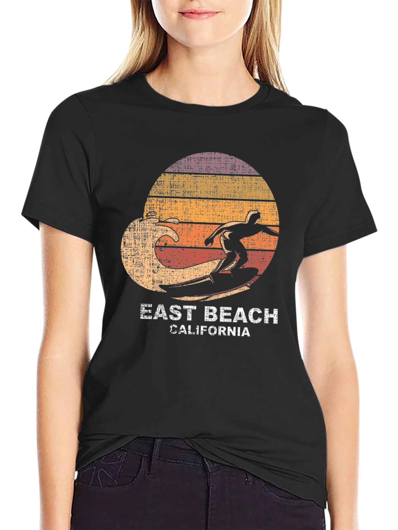 East Beach California Surfer Graphic T-Shirt