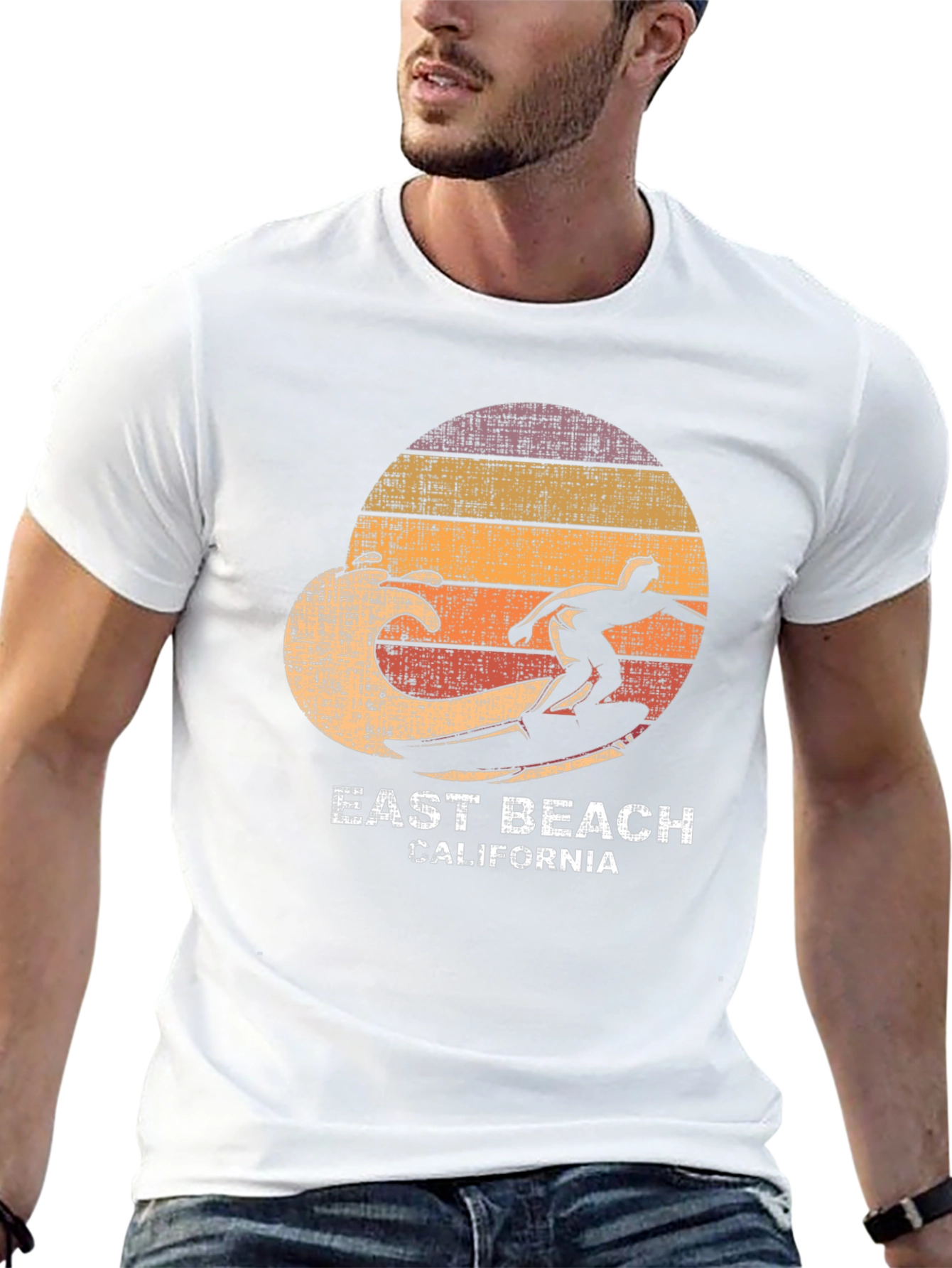 East Beach California Surfer Graphic T-Shirt