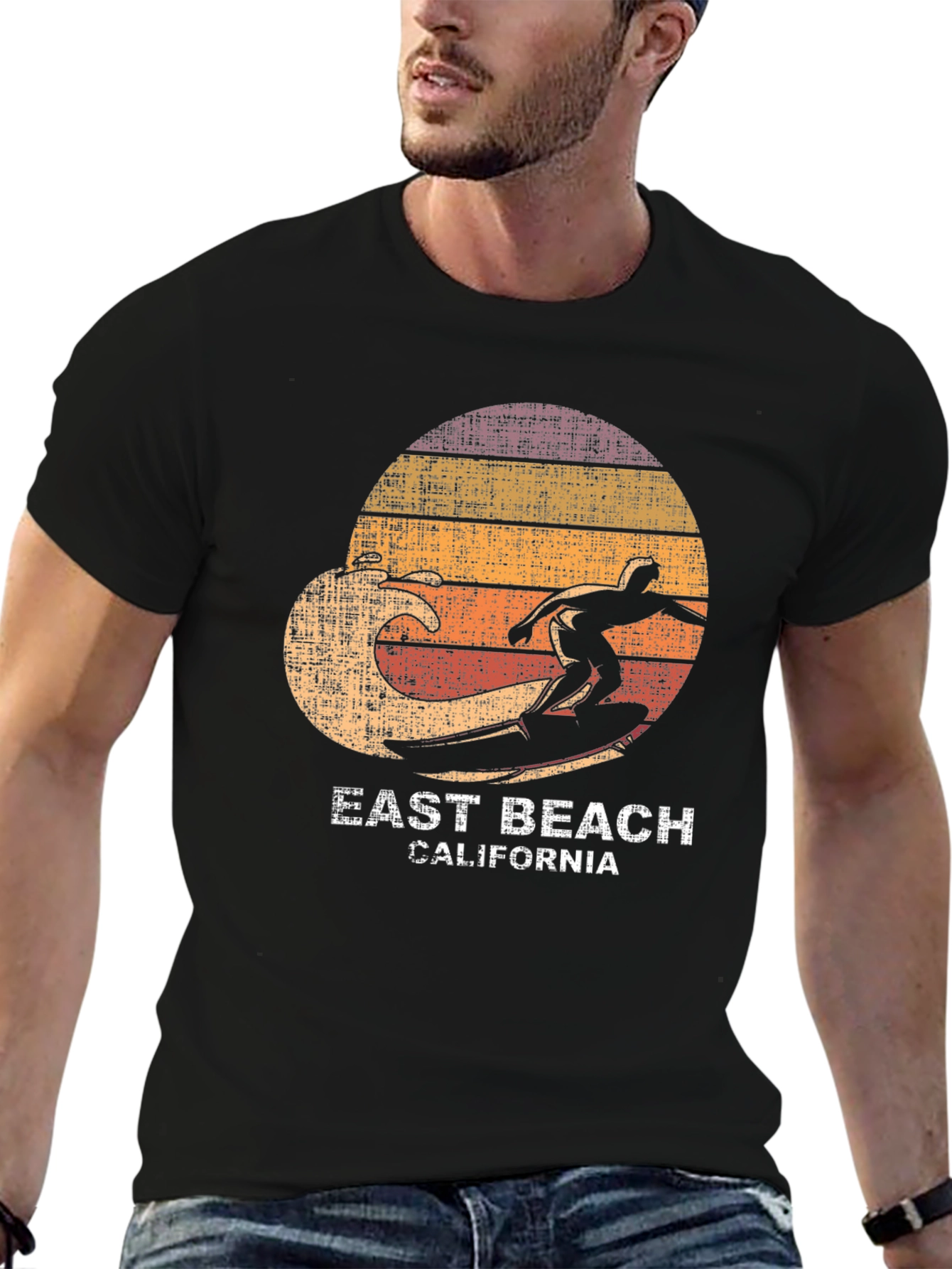 East Beach California Surfer Graphic T-Shirt