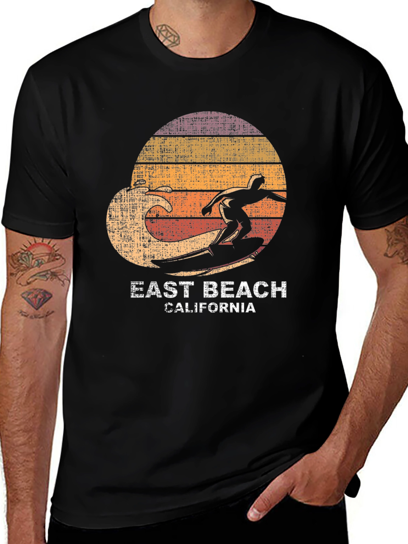 East Beach California Surfer Graphic T-Shirt