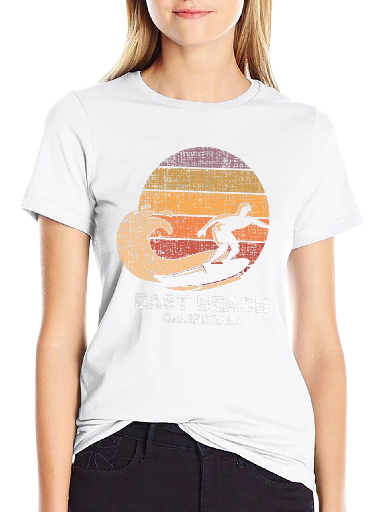 East Beach California Surfer Graphic T-Shirt
