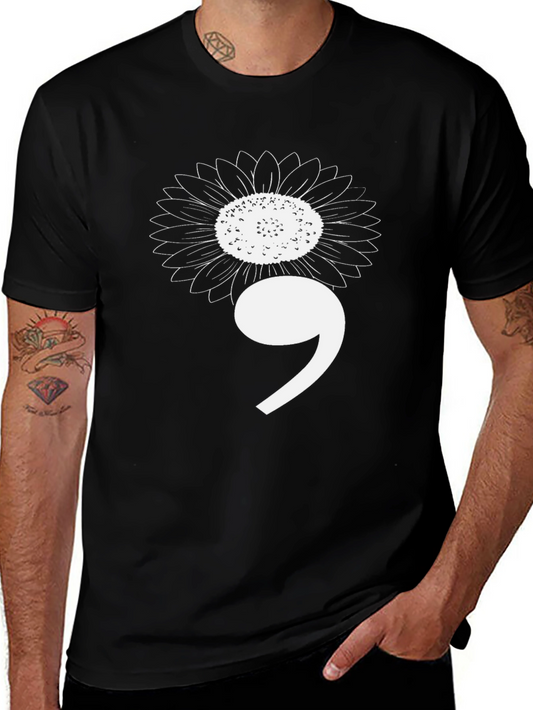Semicolon Sunflower Graphic Tee - Mental Health Awareness