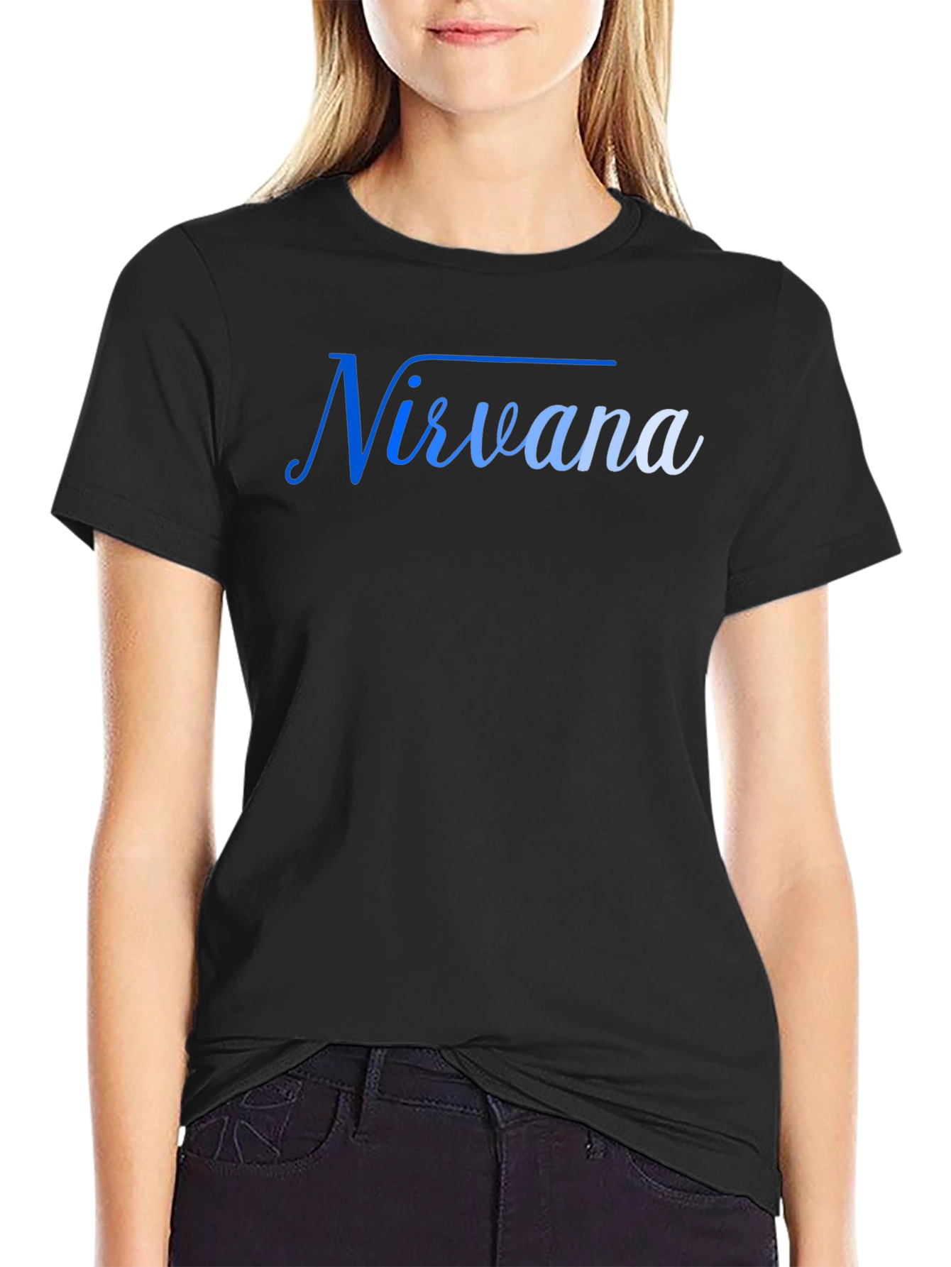 Nirvana Blue Gradient Mens Black T-Shirt