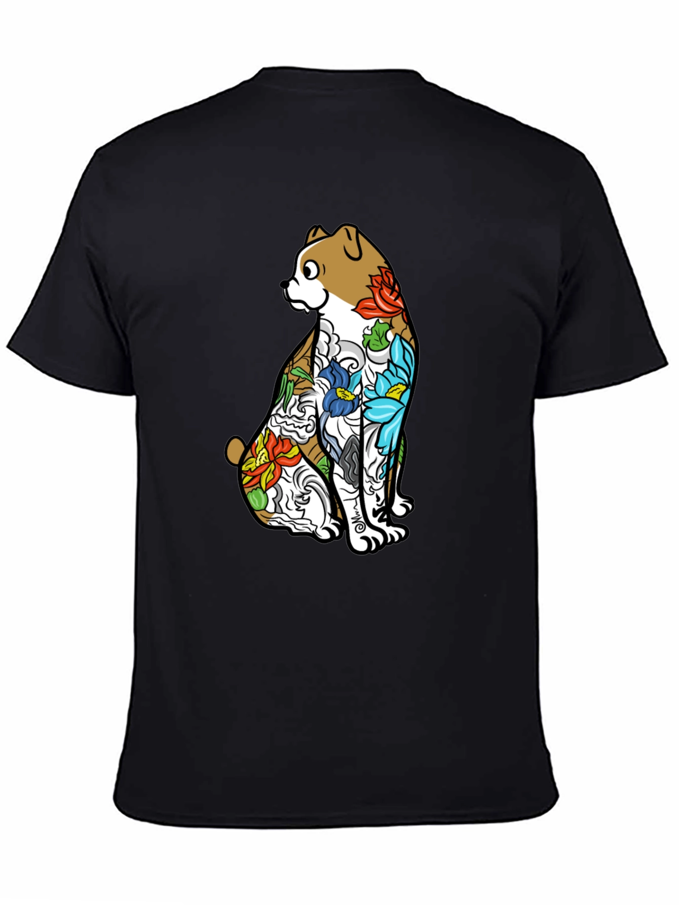 Dog Tattoo Art Graphic Black T-Shirt