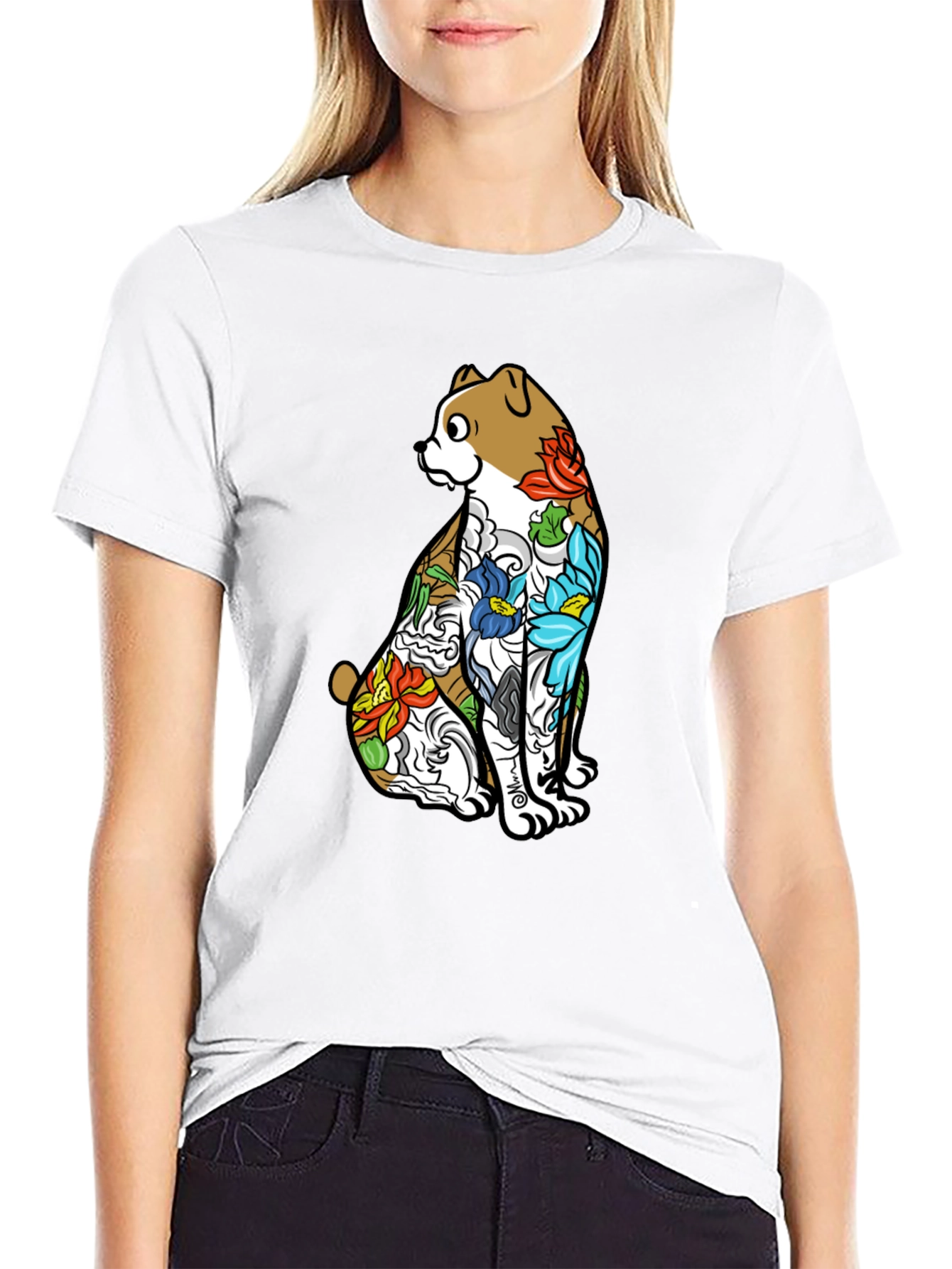 Dog Tattoo Art Graphic Black T-Shirt