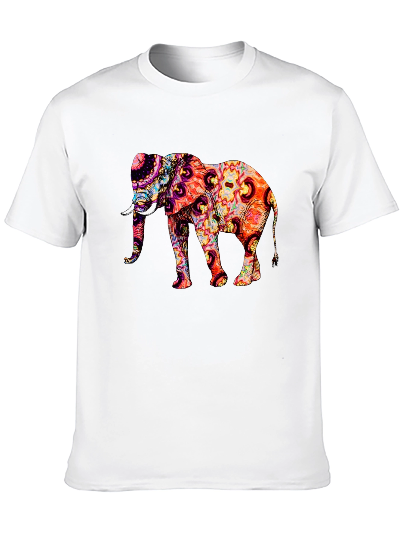 Psychedelic Elephant Graphic Print T-Shirt