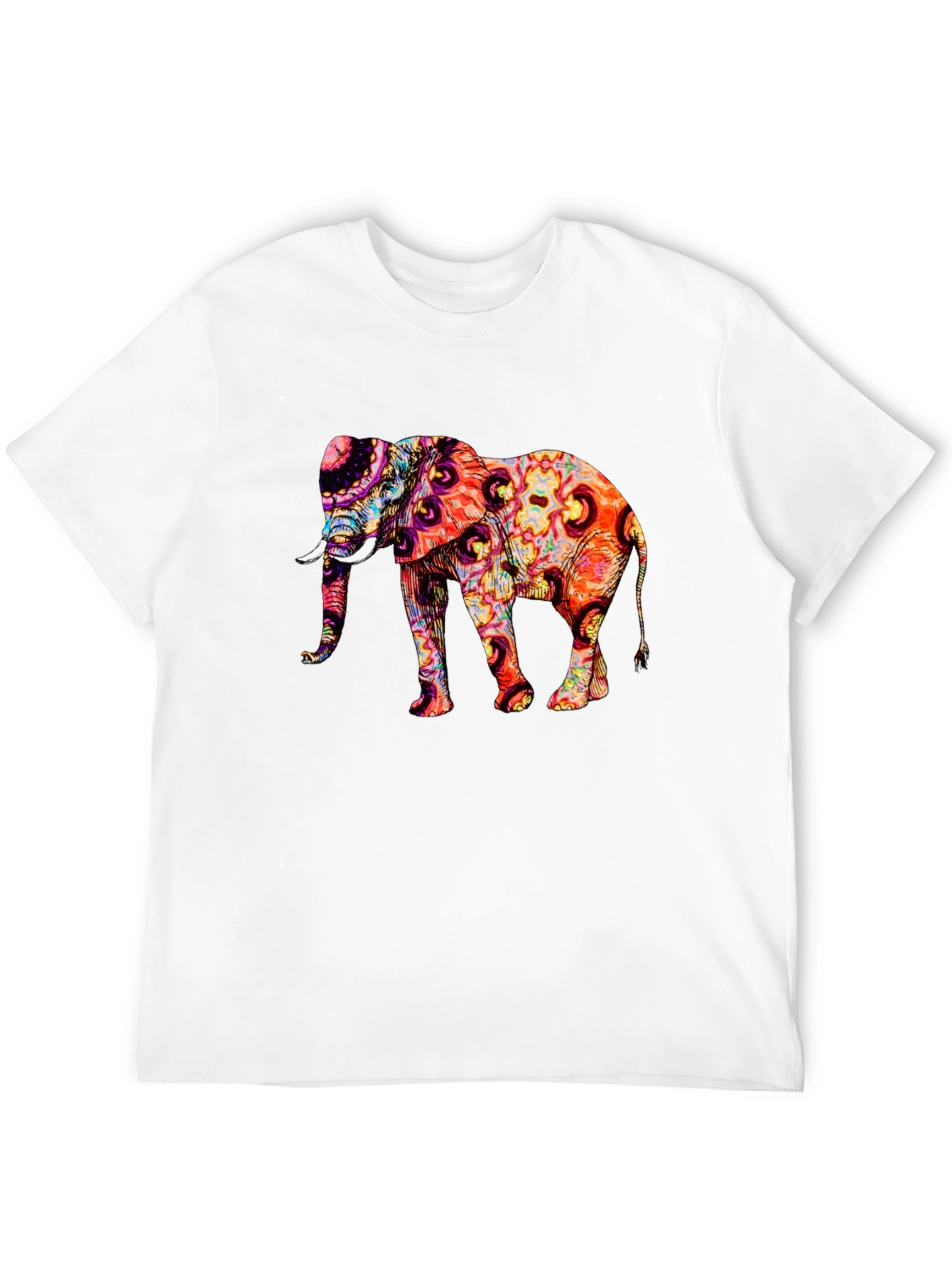 Psychedelic Elephant Graphic Print T-Shirt
