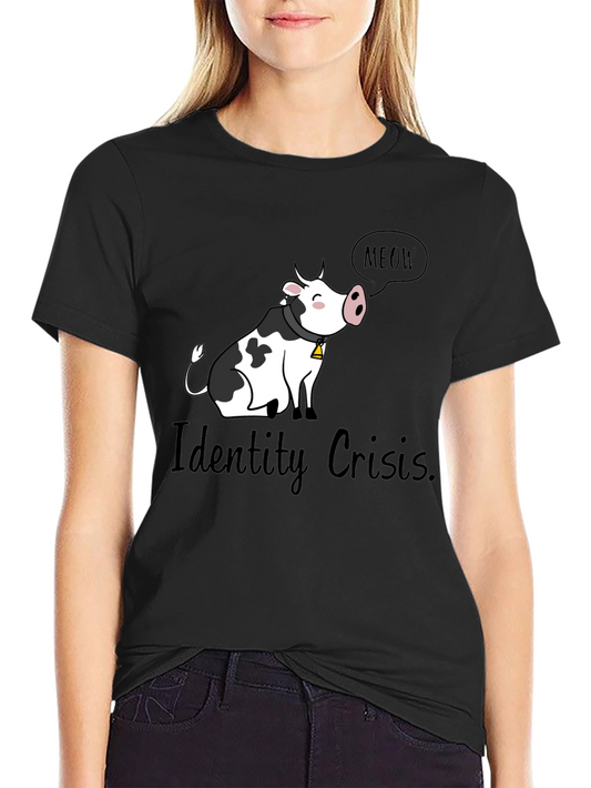 Identity Crisis Cow Meow Black T-Shirt