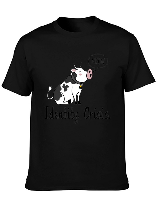 Identity Crisis Cow Meow Black T-Shirt