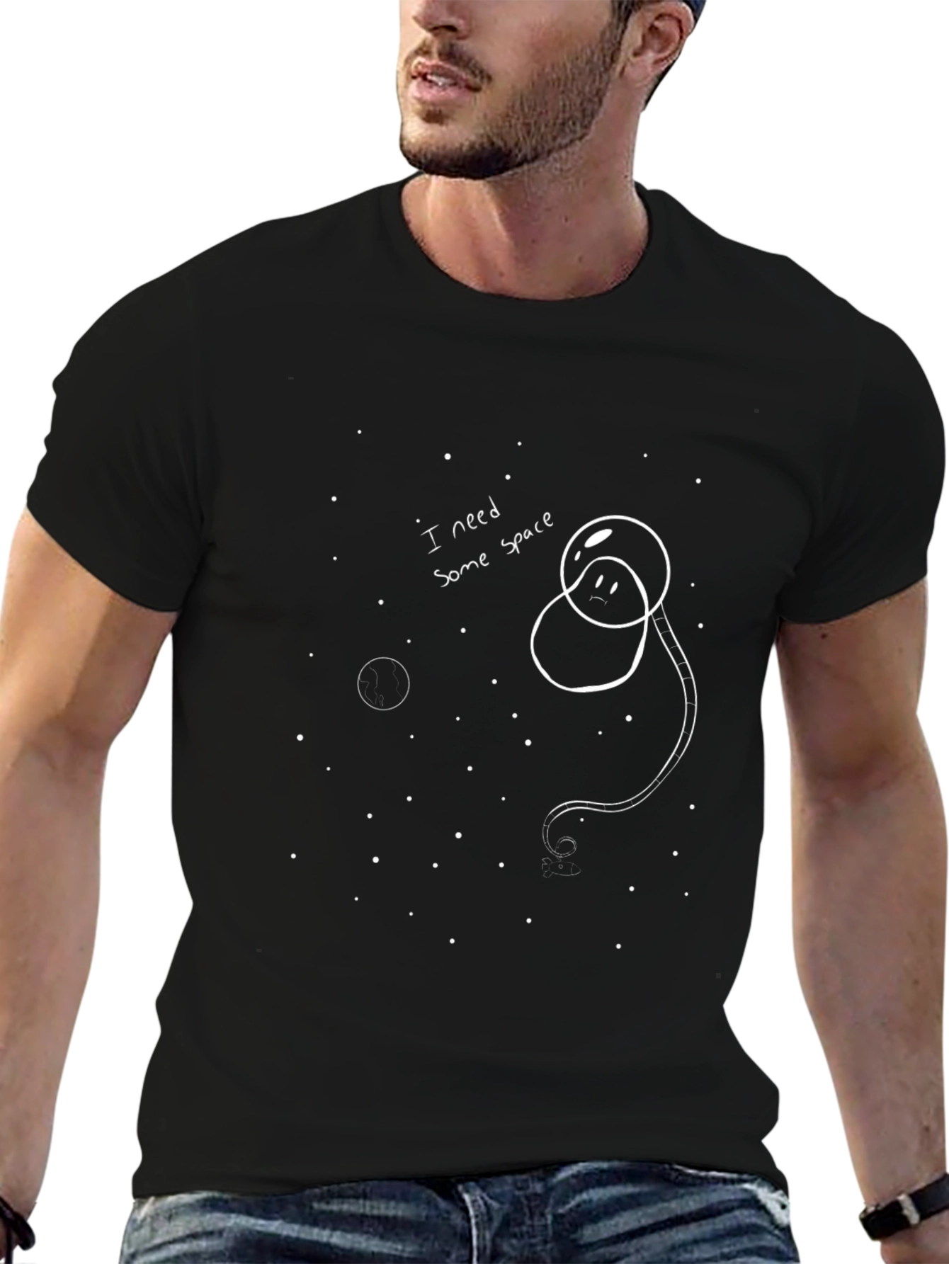 I Need Space Black T-Shirt - Unique Graphic Tee