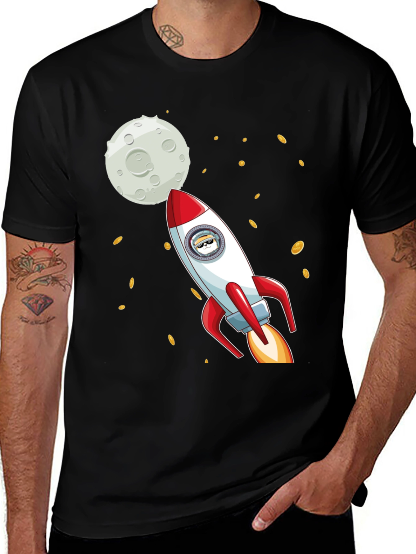 Dogecoin Rocket to the Moon T-Shirt