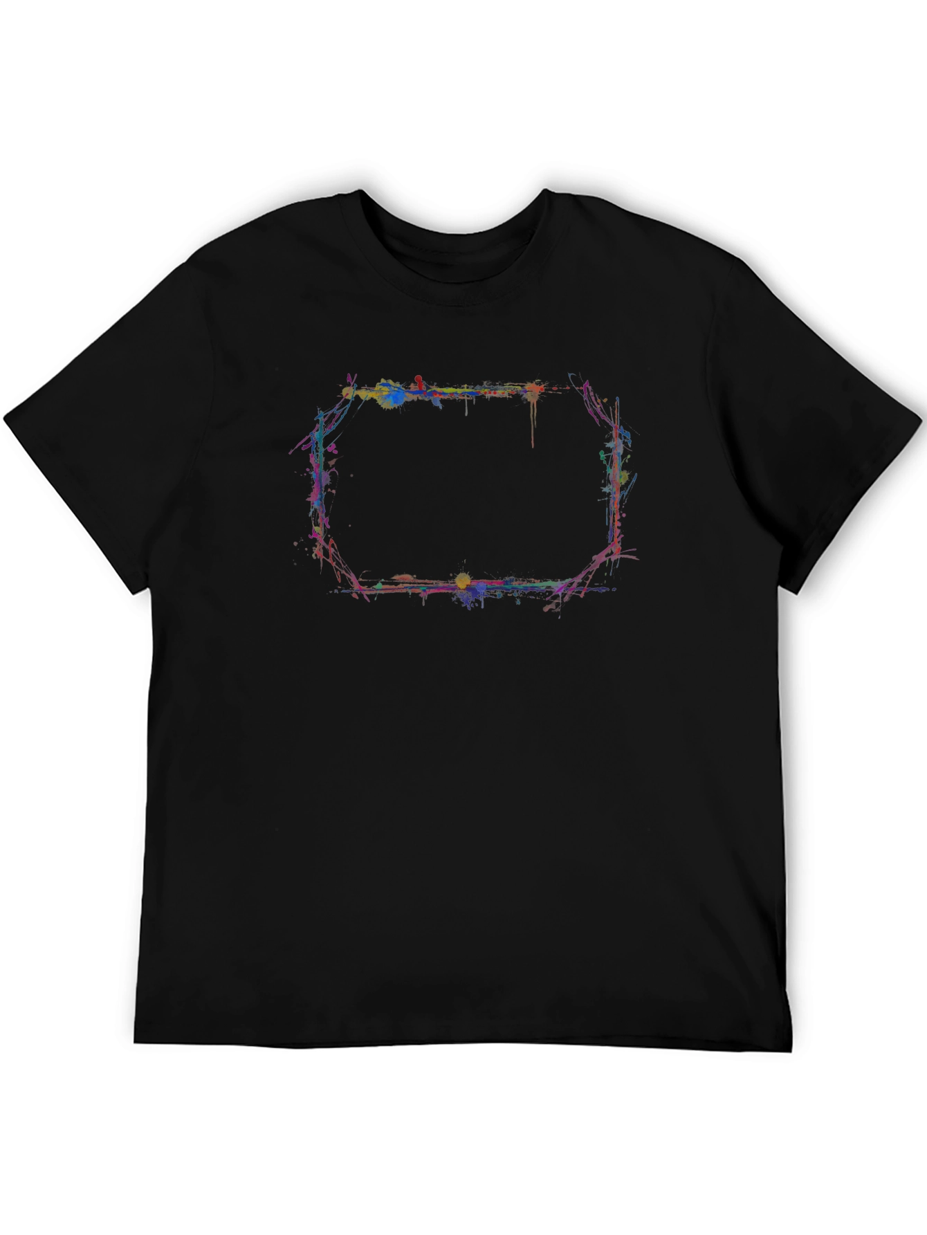 Abstract Paint Splatter Graphic Black T-Shirt