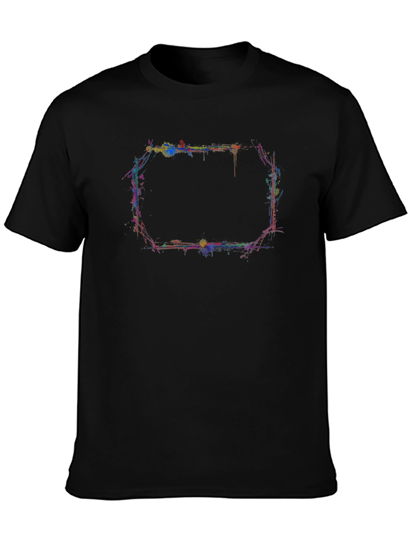 Abstract Paint Splatter Graphic Black T-Shirt