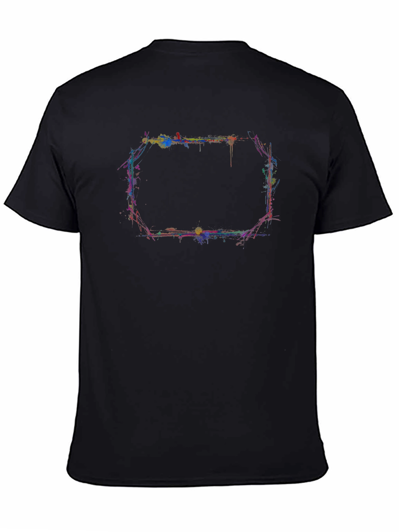 Abstract Paint Splatter Graphic Black T-Shirt