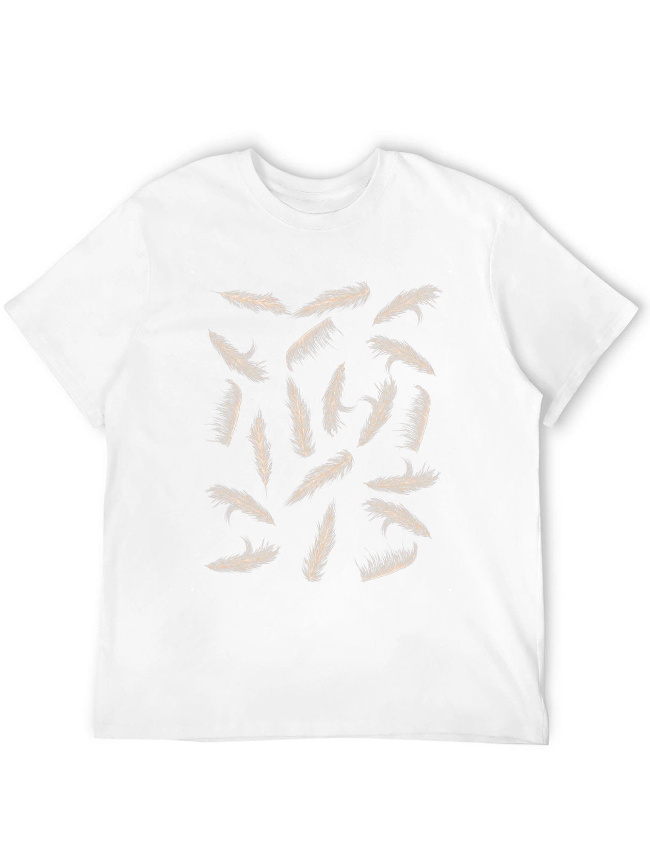 Feather Print Black Casual T-Shirt
