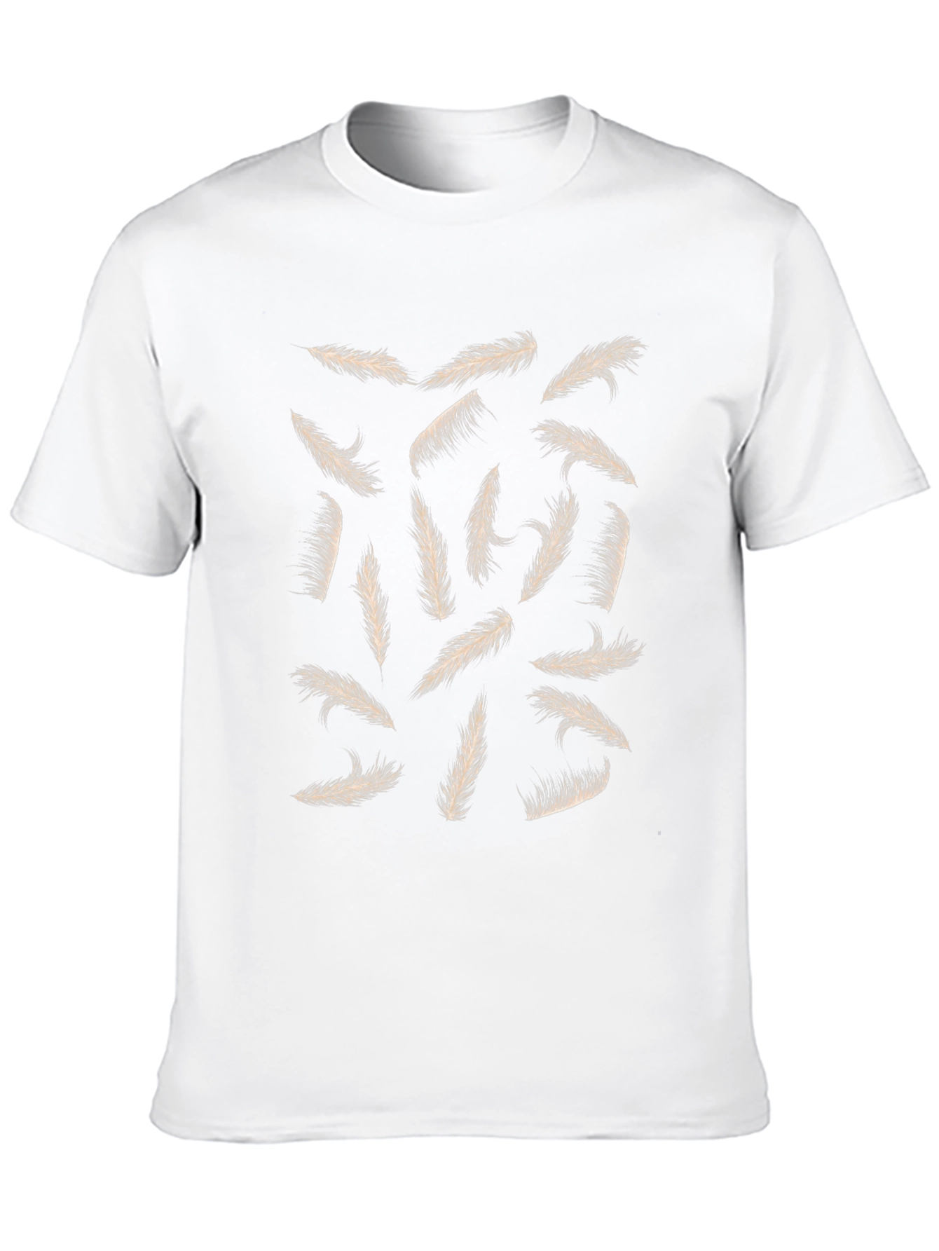 Feather Print Black Casual T-Shirt