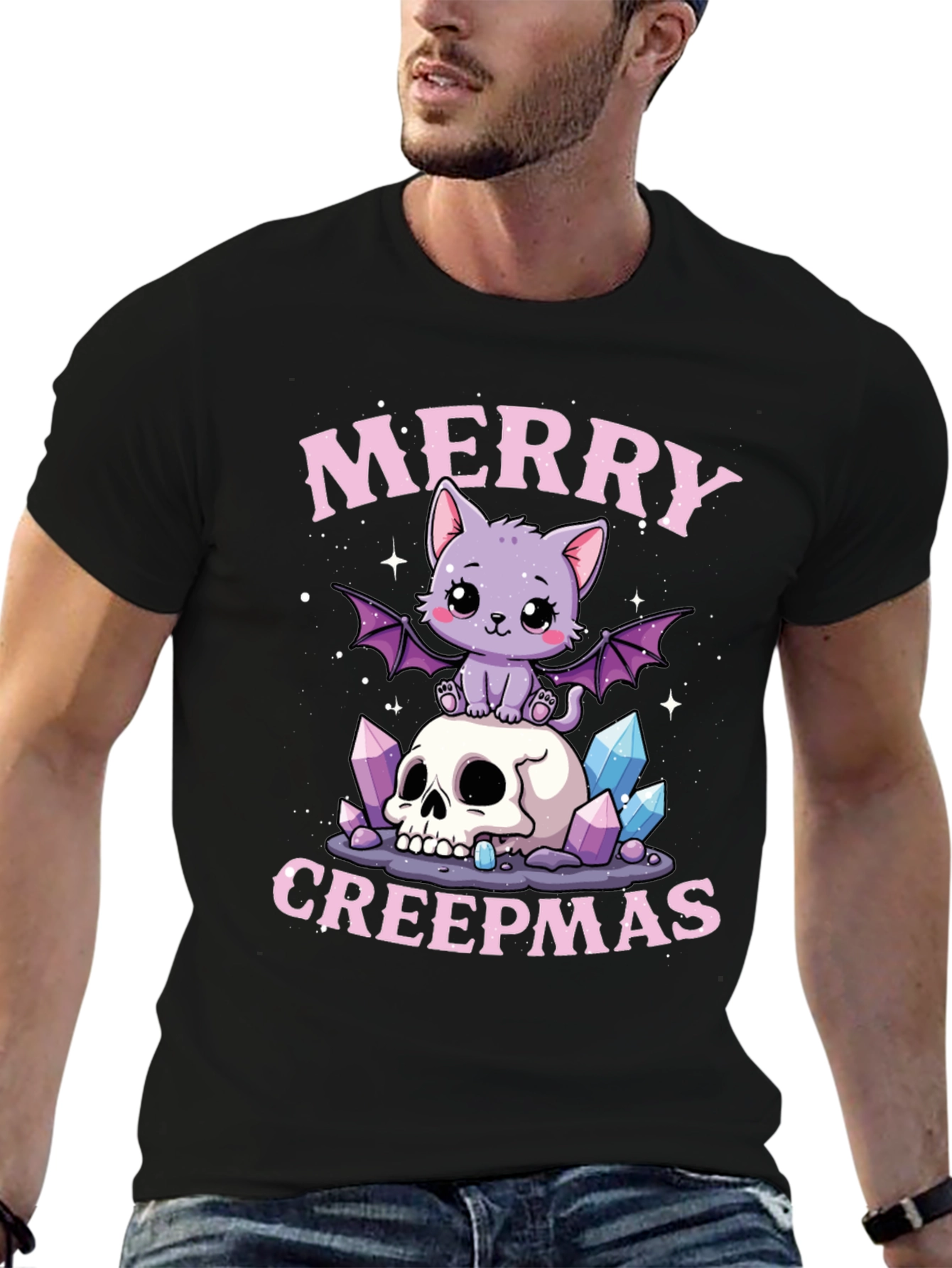 Merry Creepmas Graphic Tee - Gothic Holiday Shirt