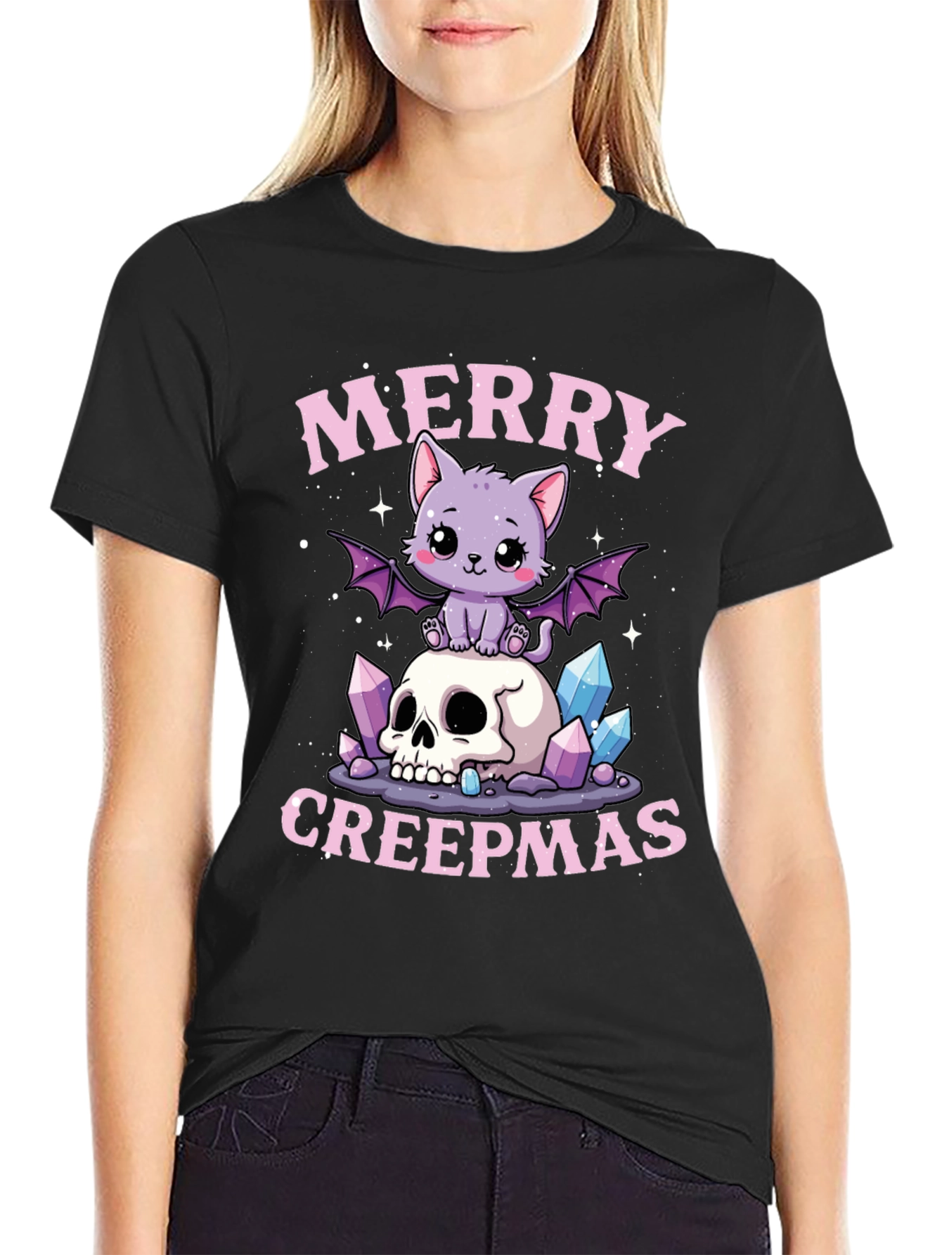 Merry Creepmas Graphic Tee - Gothic Holiday Shirt