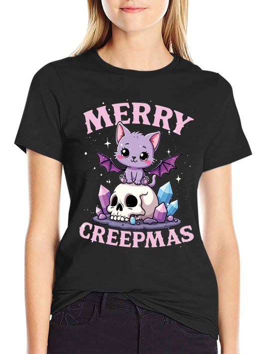 Merry Creepmas Graphic Tee - Gothic Holiday Shirt