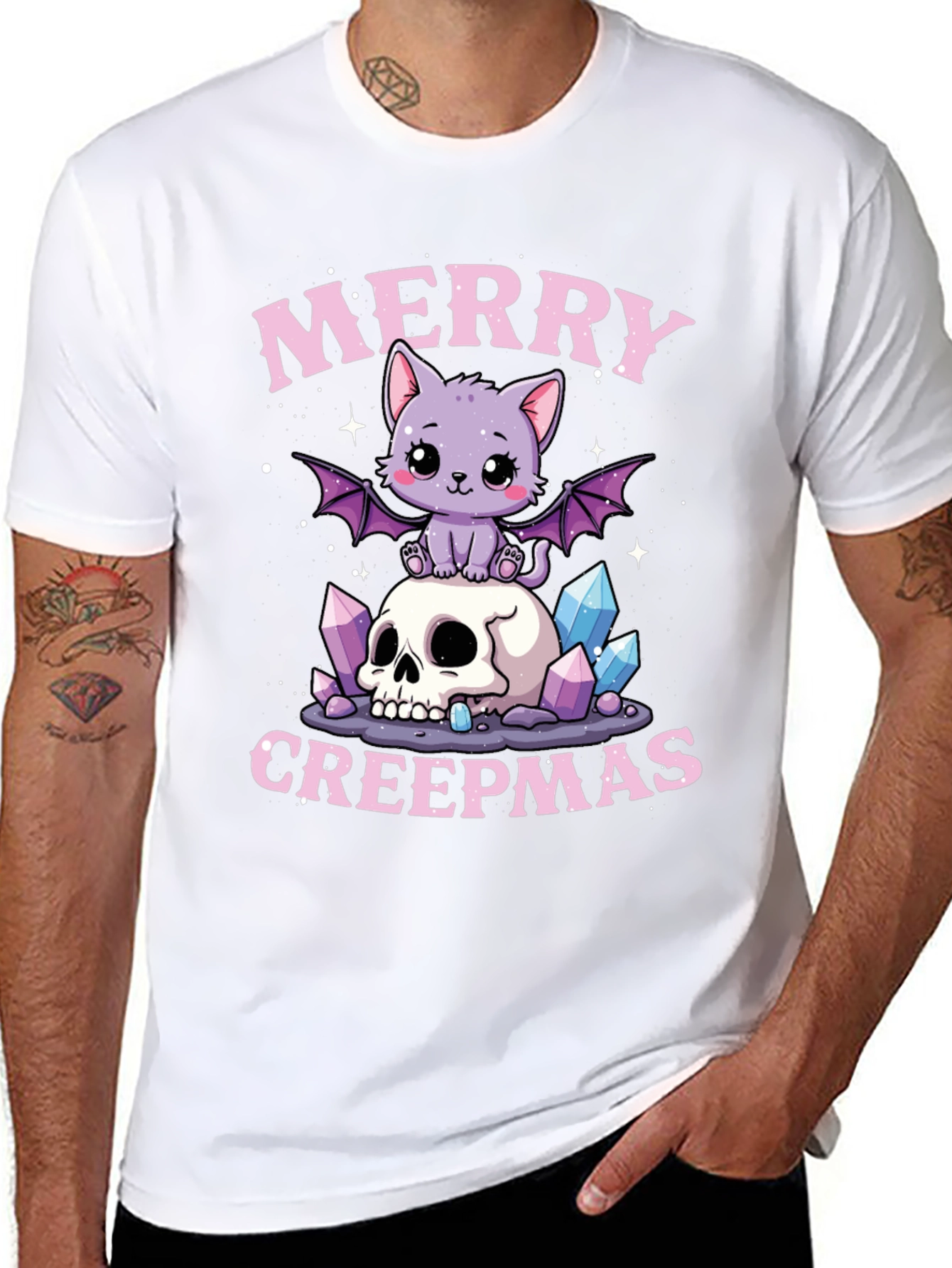 Merry Creepmas Graphic Tee - Gothic Holiday Shirt