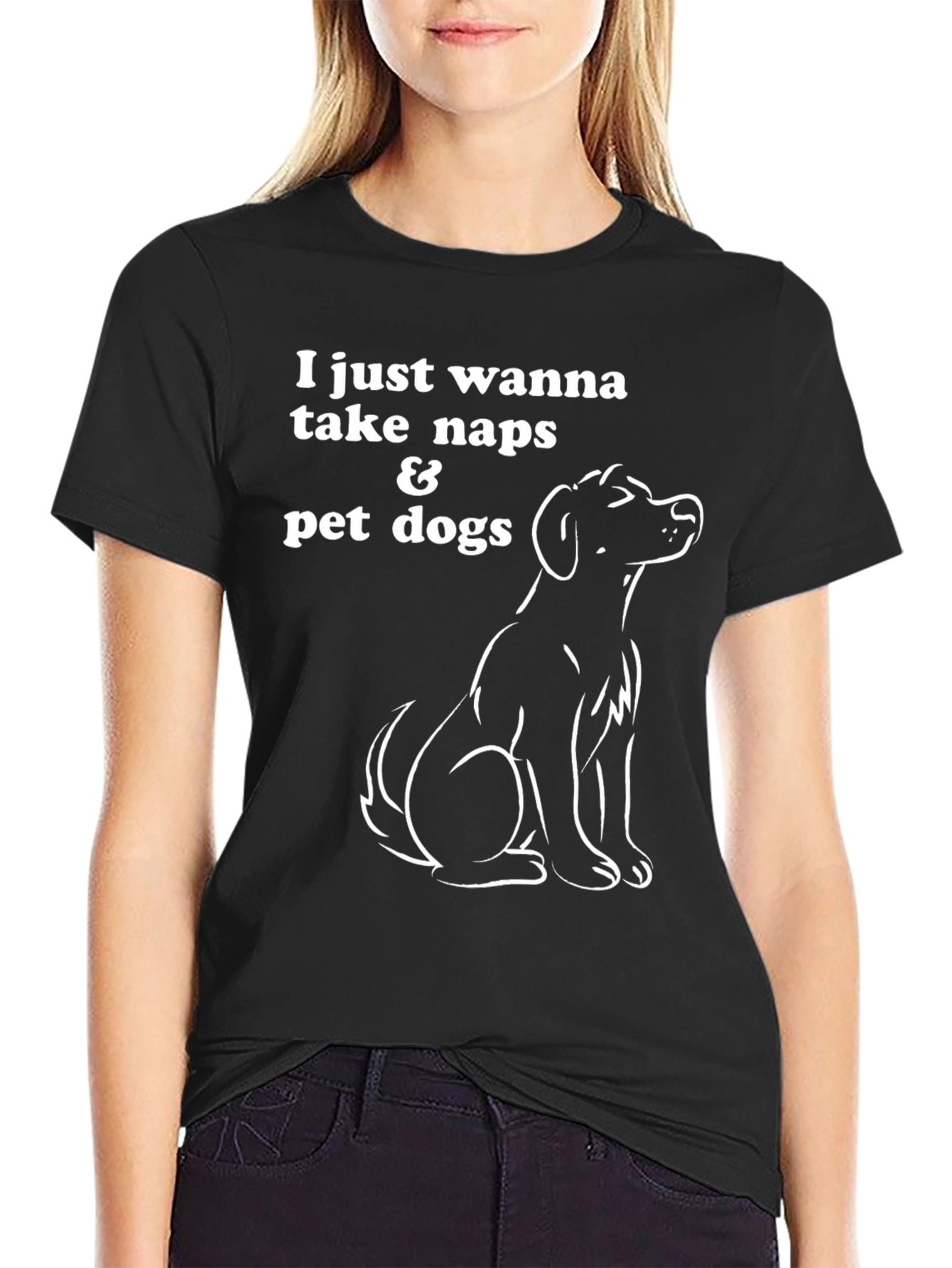 Naps & Pet Dogs Black Graphic T-Shirt