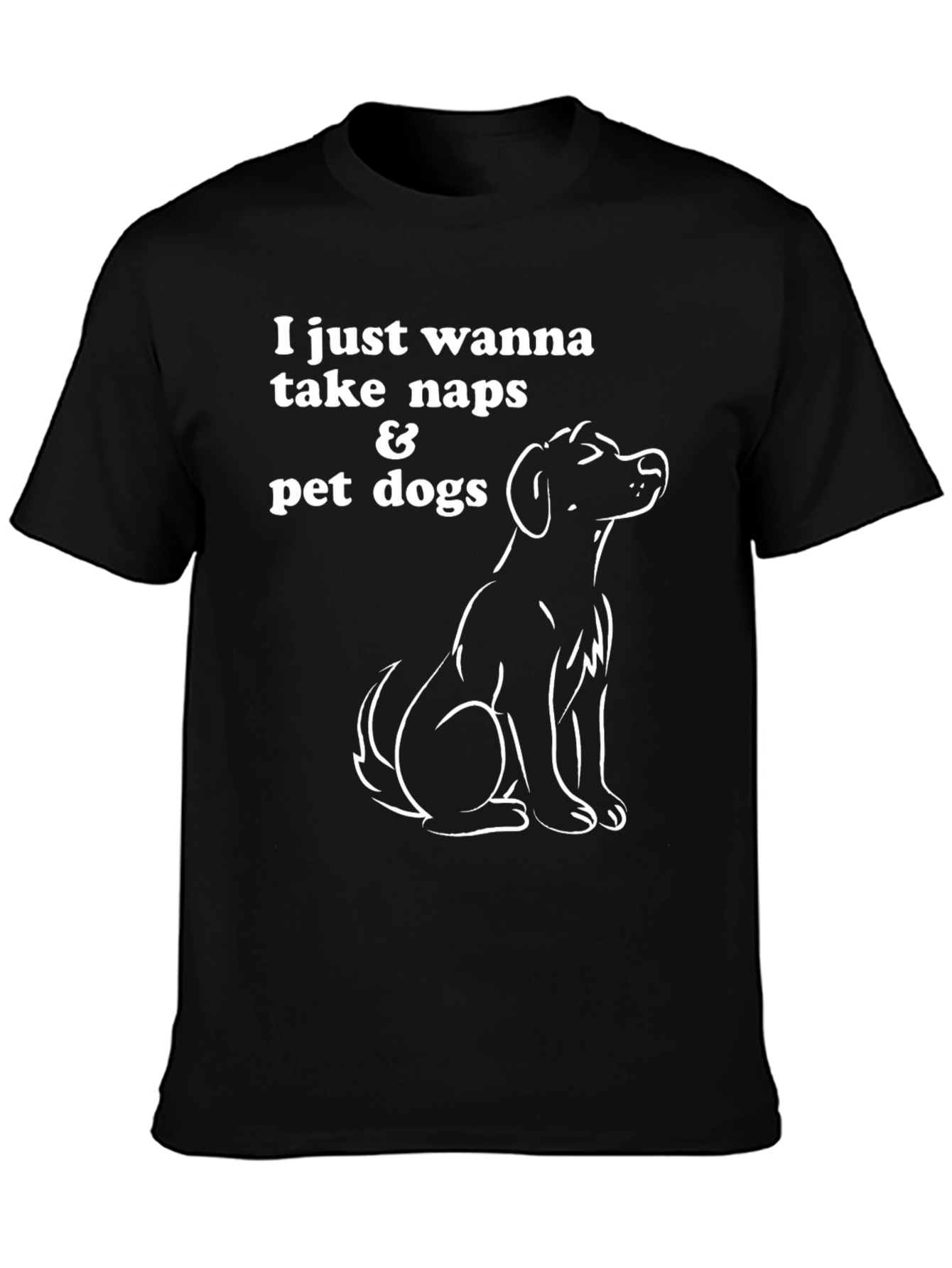 Naps & Pet Dogs Black Graphic T-Shirt