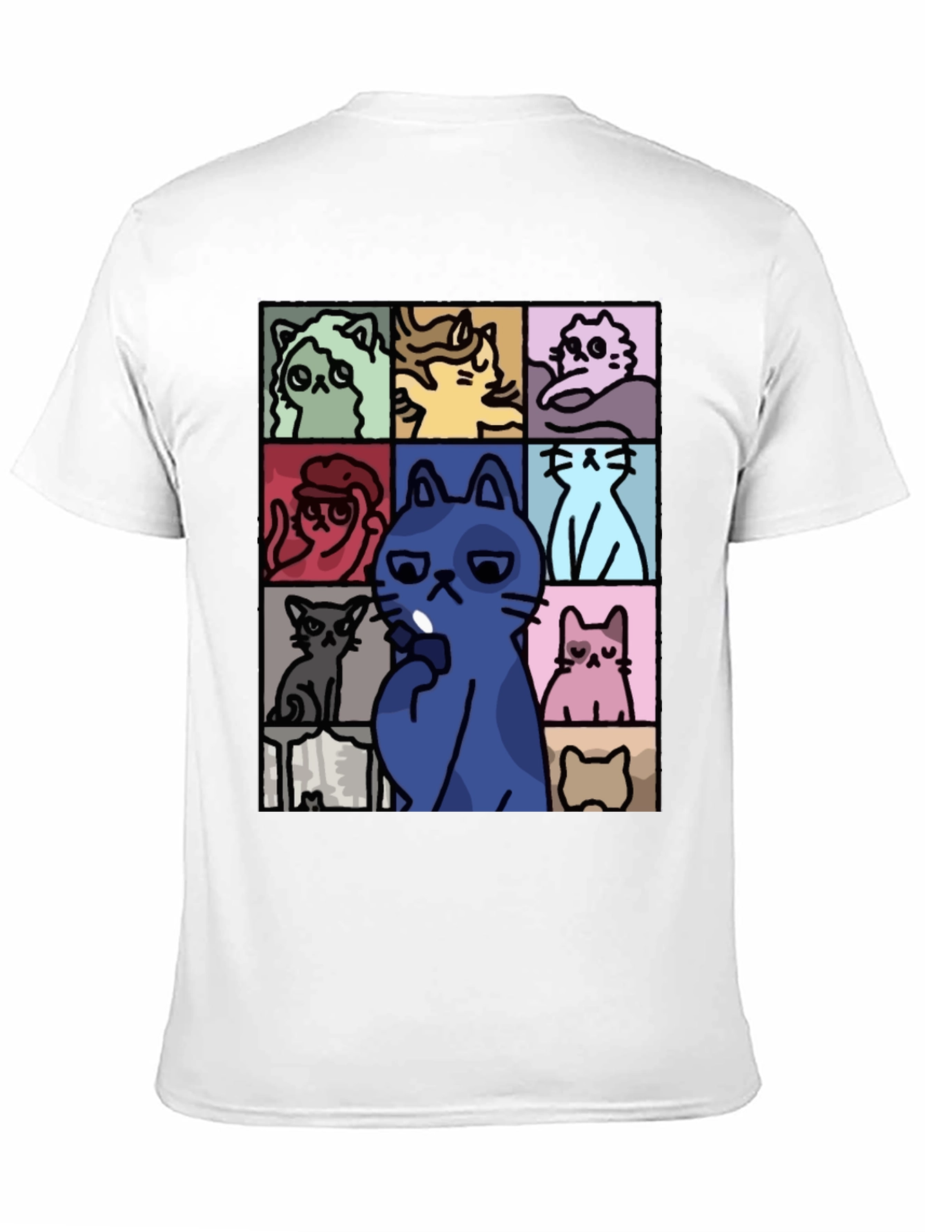 Cats Pattern Black T-Shirt