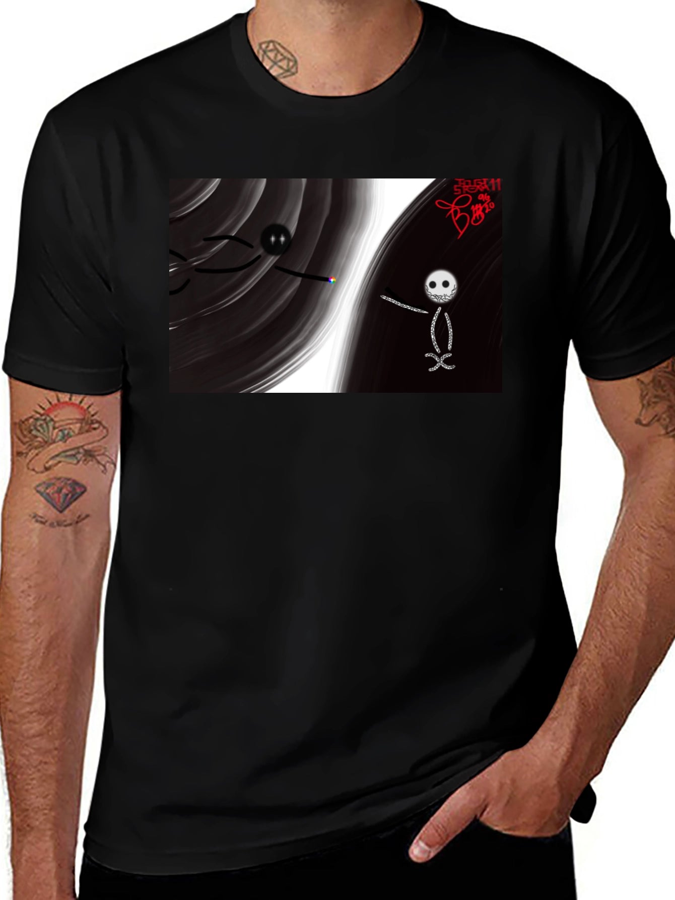 Unique Graphic Print Black T-Shirt