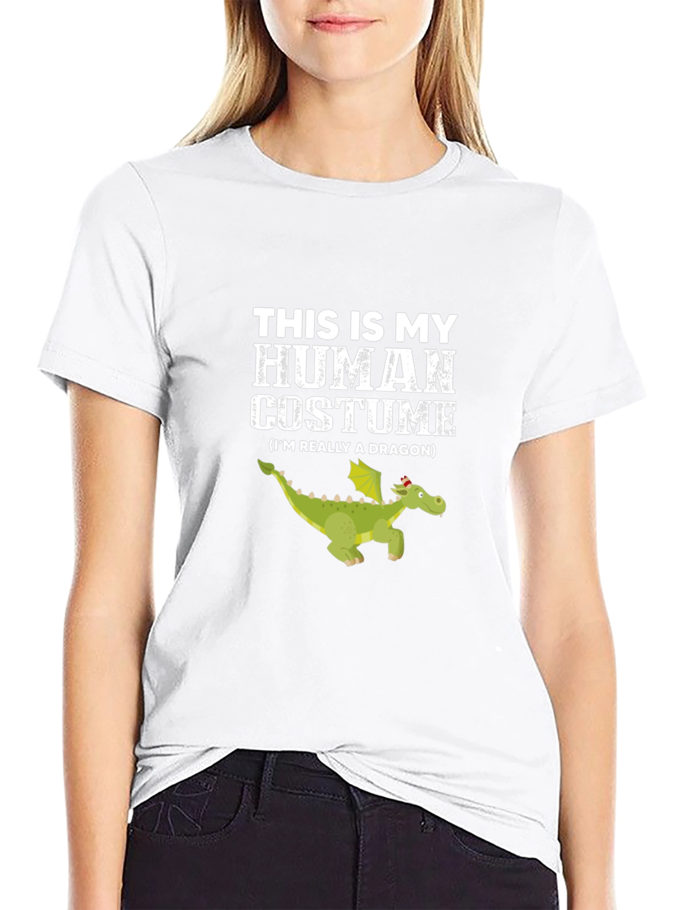 Human Costume Dragon Graphic Tee - Funny Halloween Shirt