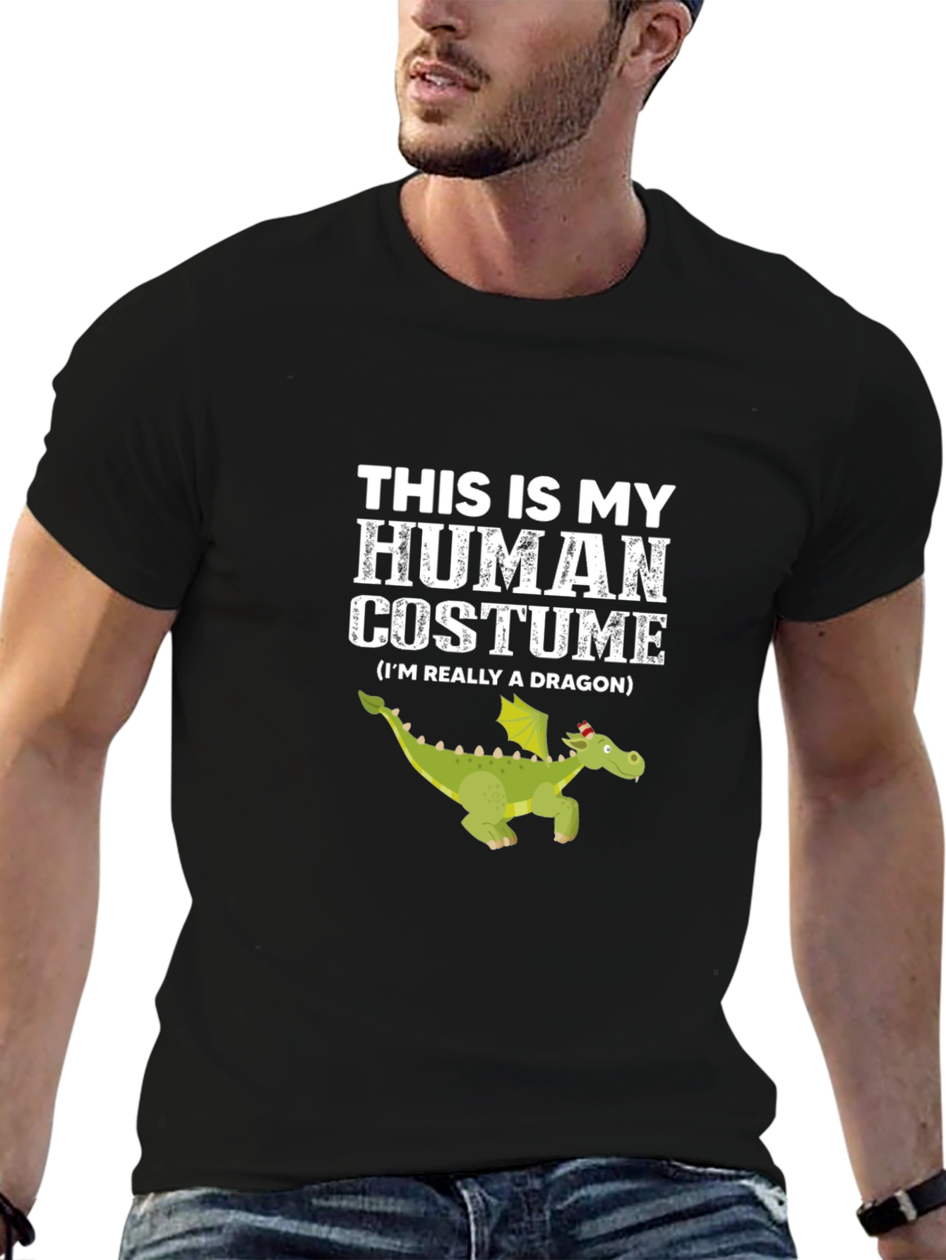 Human Costume Dragon Graphic Tee - Funny Halloween Shirt