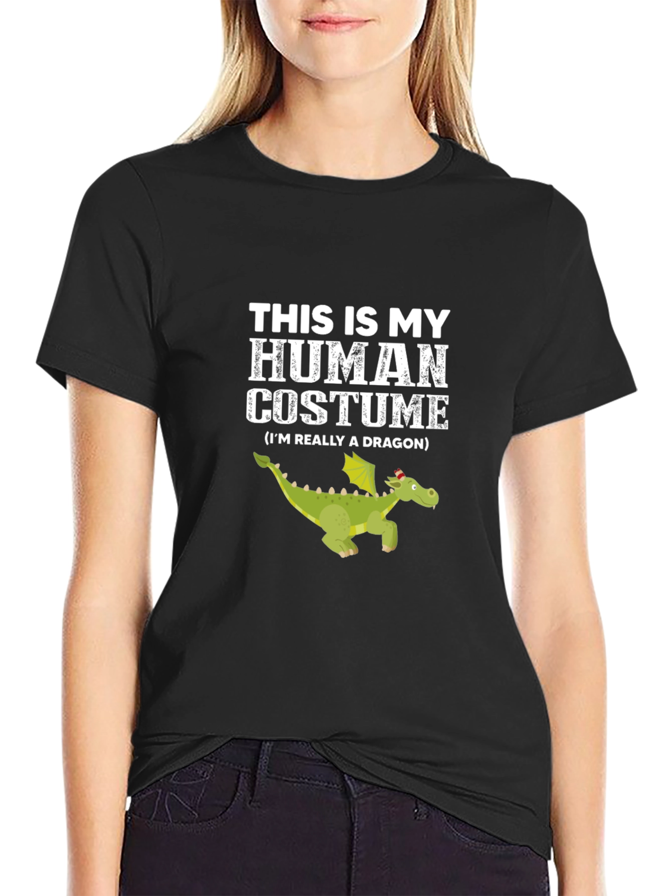 Human Costume Dragon Graphic Tee - Funny Halloween Shirt