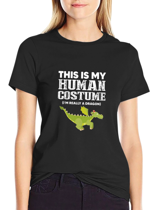 Human Costume Dragon Graphic Tee - Funny Halloween Shirt