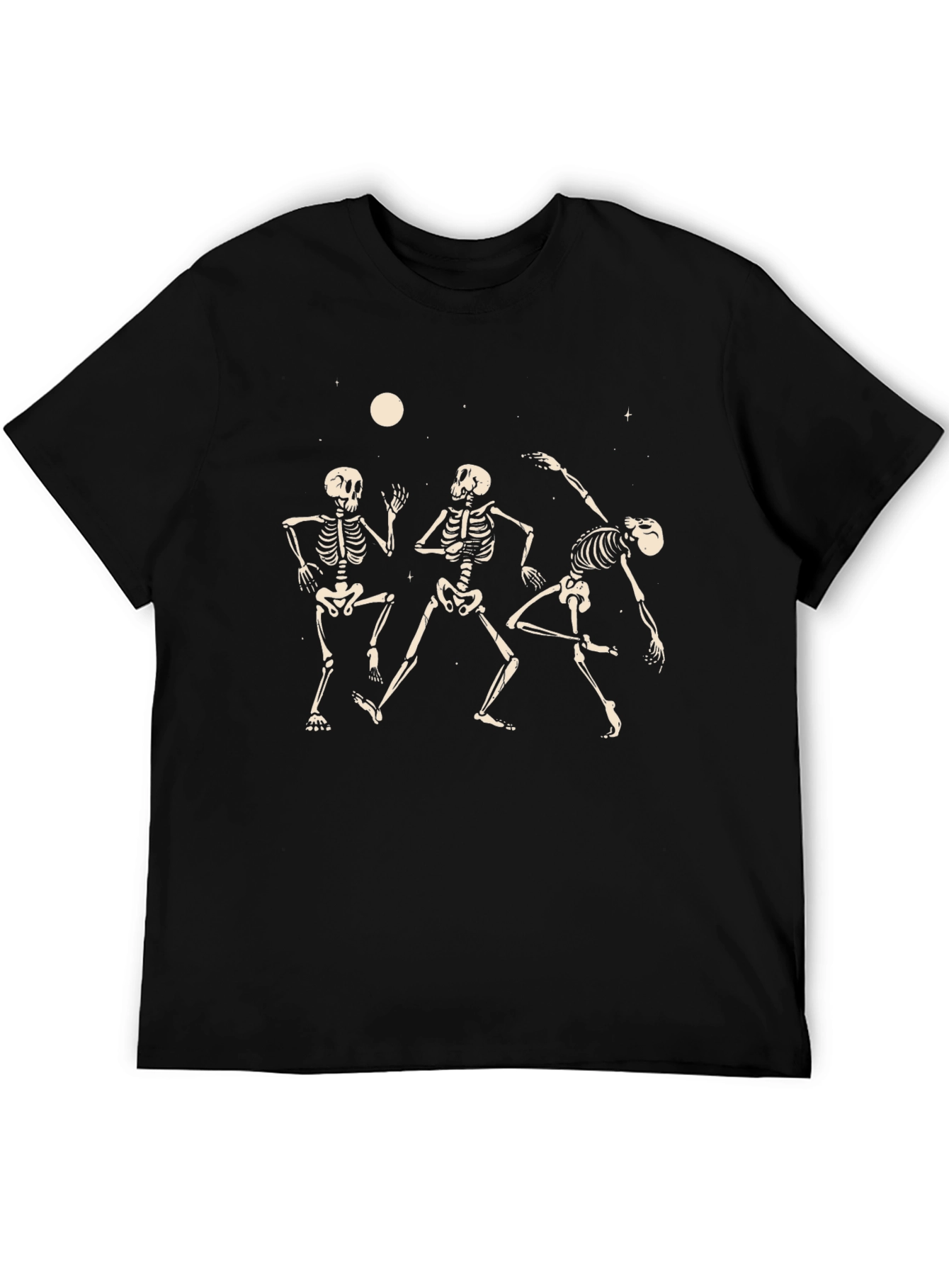 Dancing Skeletons Graphic Tee - Black Cotton T-Shirt