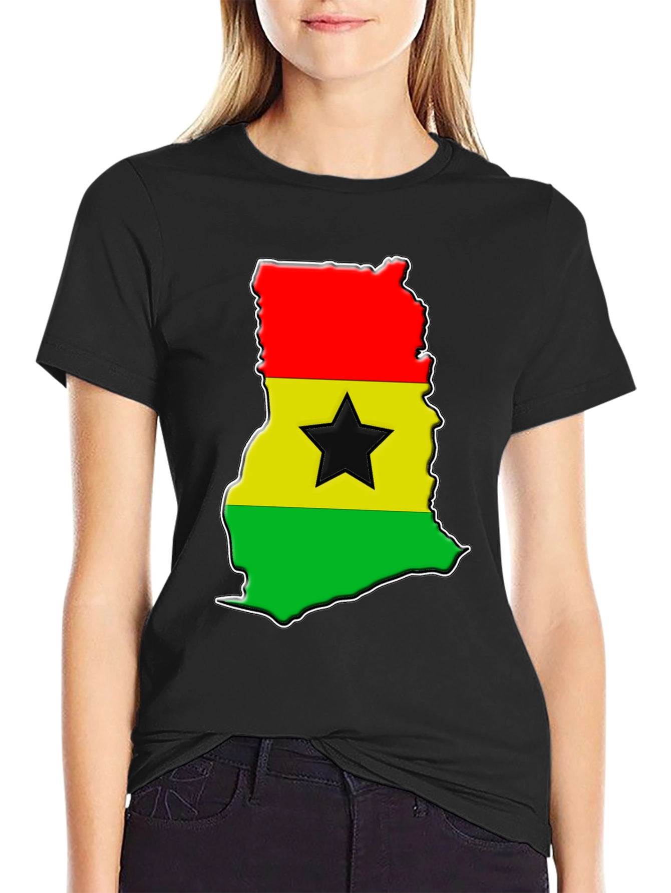Ghana Flag Map T-Shirt - Graphic Tee