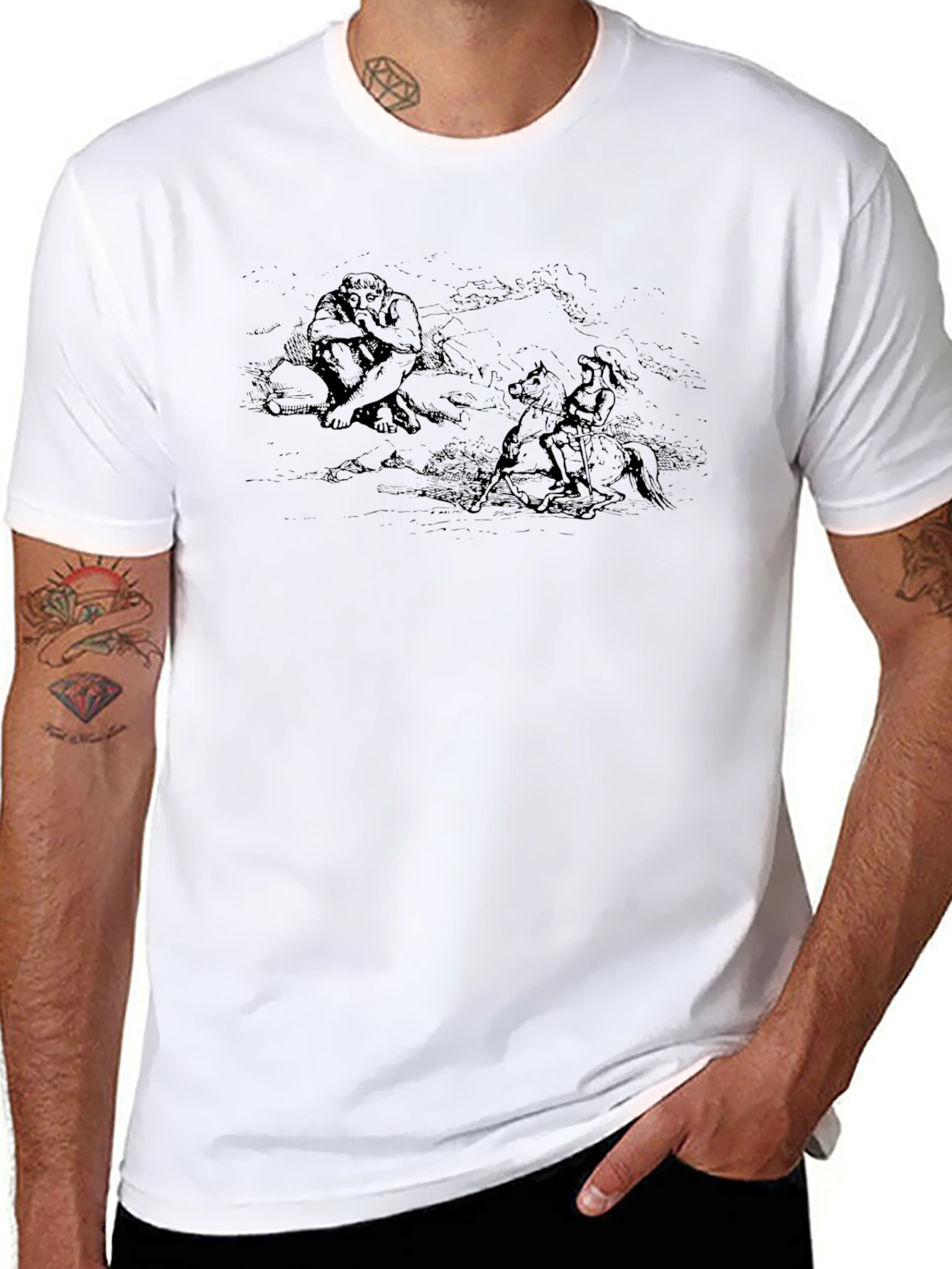 Philosophical T-Shirt: Black Tee with Existential Artwork